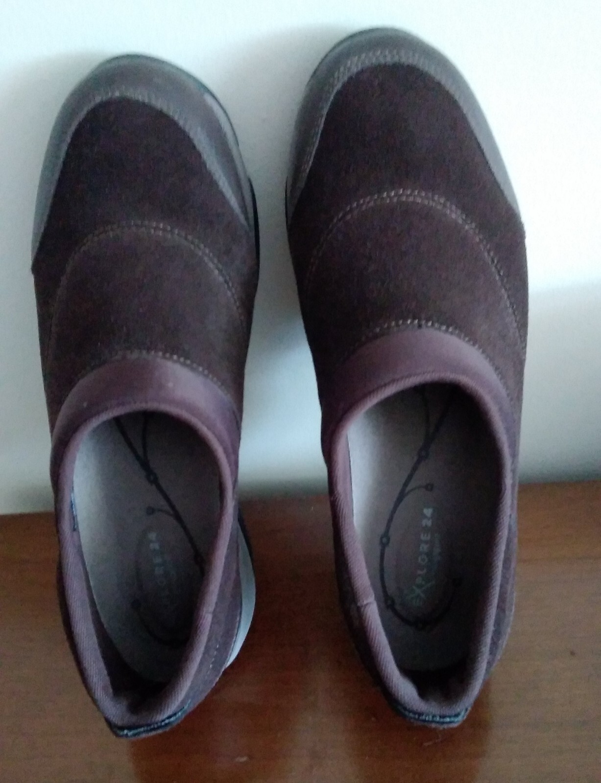 Easy Spirit Explore 24 Brown Suede/Textile Slipon Womens 9N/40 Comfort Shoes