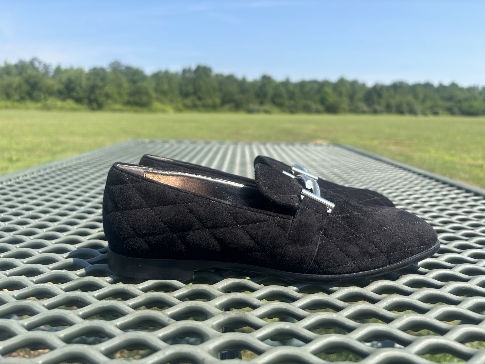 Tods Women Quilted Loafers Suede Diamond Pattern Italy Size 36