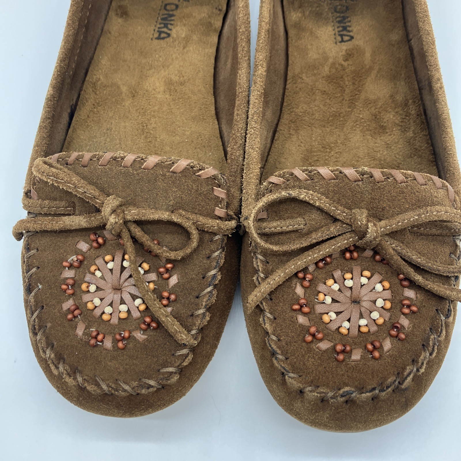 Minnetonka Moccasins Womens Flats Brown Suede 7 Shoes Boho Hippie Western