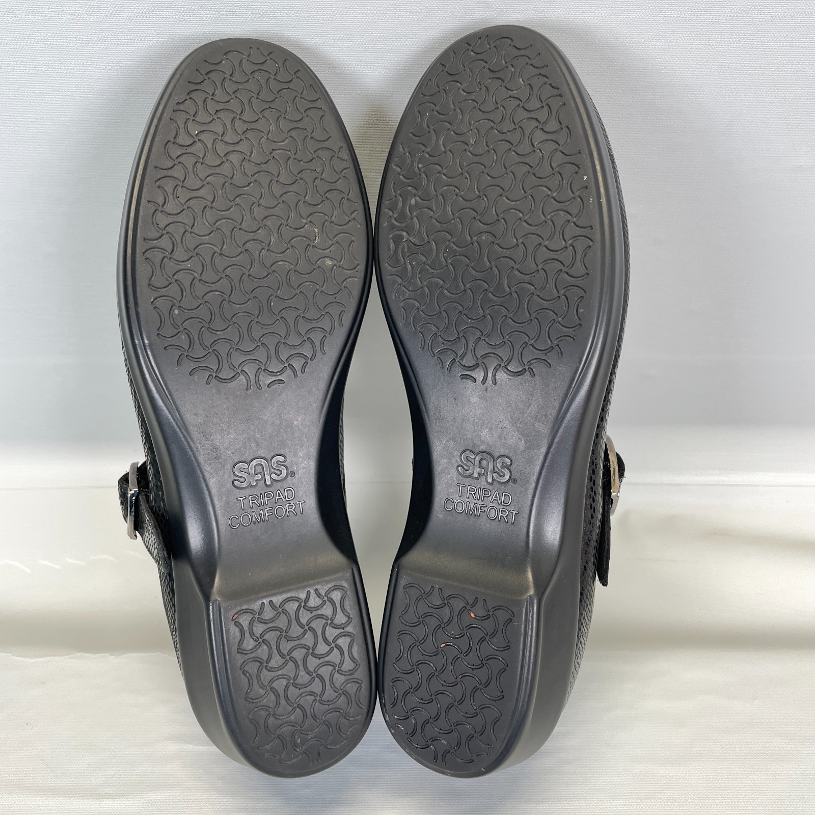 SAS Maria Mary Jane Shoes Womens Size 6 M Black Leather Strap Shimmer Comfort