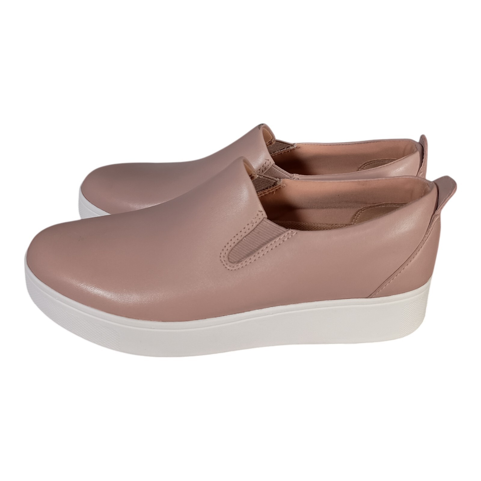 Fitflop Shoes 5 Womens Beige Sania Skates Leather Sneaker Flat Closed Toe Low