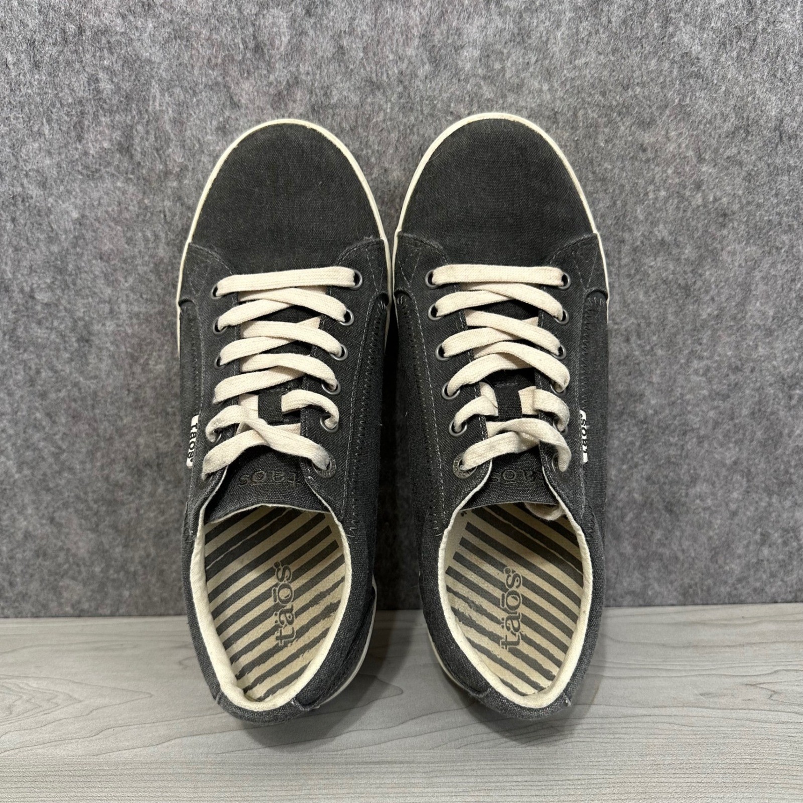 Taos Star Sneakers Womens 10 Charcoal Washed Canvas Lace Up Comfort Shoes