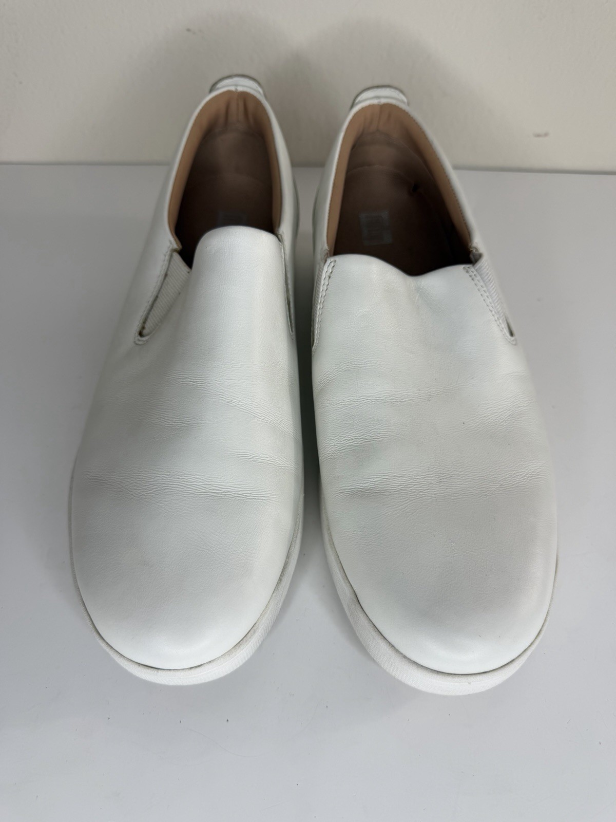 Fitflop Shoes Loafers White Leather Women Size 42 US 10 Comfort Walking Casual