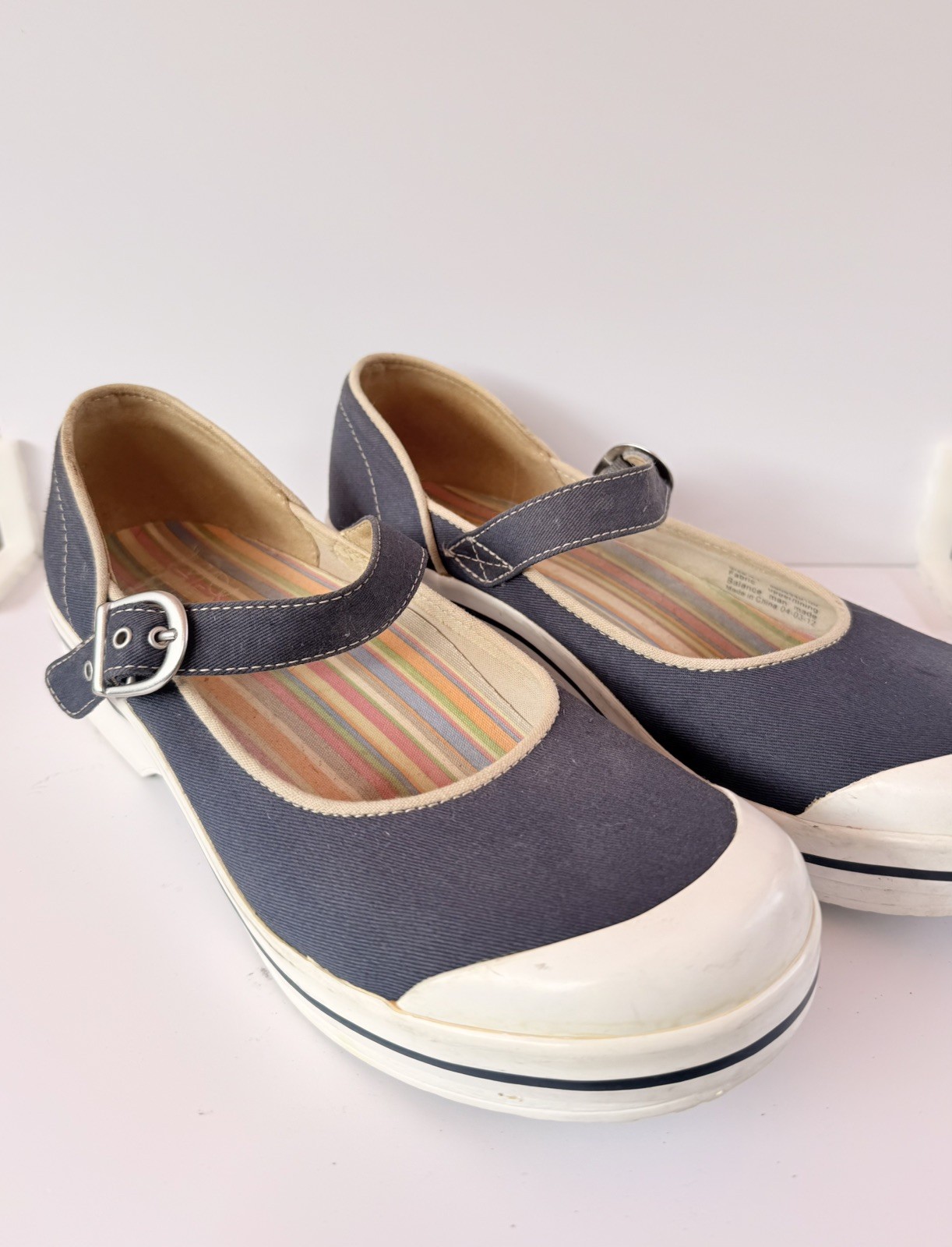 Dansko Vegan Navy Blue Canvas Mary Jane Clogs Slip Resistant 41 6606540100