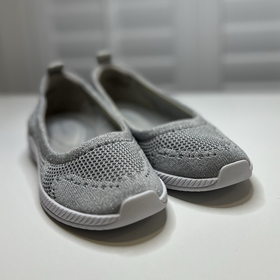 Easy Spirit Glitz 2 Women’s Gray Knit Slip-On Flats Glitter Cushioned 7.5 M