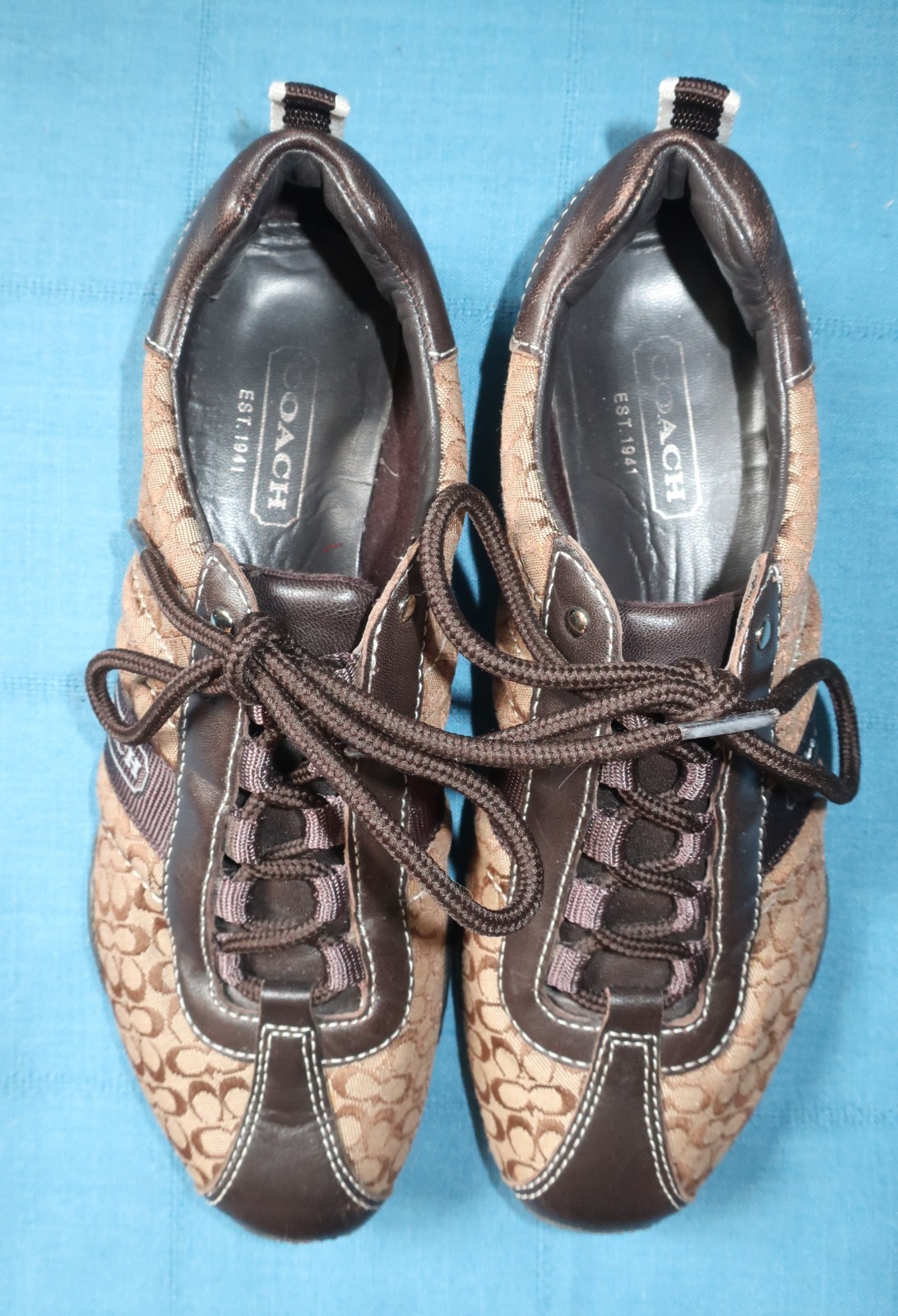 Coach Kelsie Signature C Logo Sneaker Pattern Leather Trim Size 6 Women’s