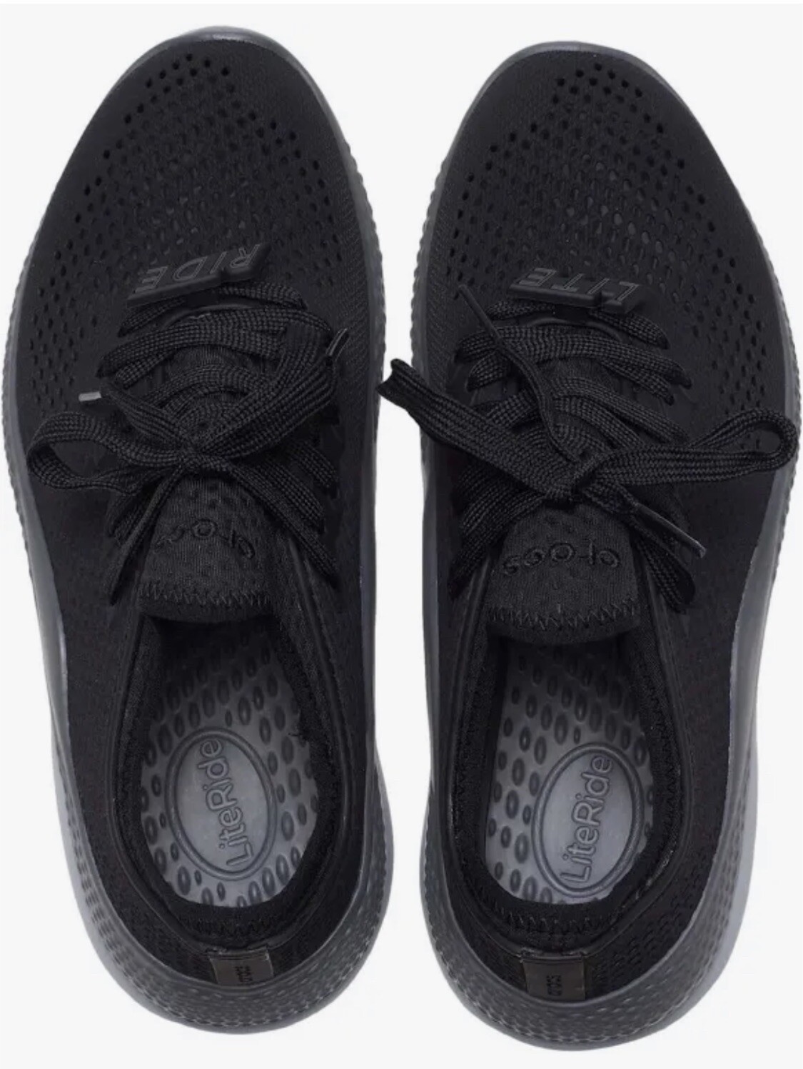 Crocs LiteRide Pacer Black Lace Up Shoes 206705 Women’s Size 6, New