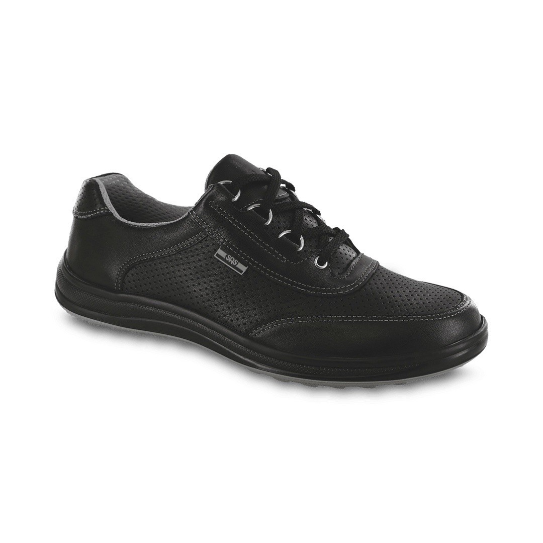 SAS Sporty Lux Black Leather Perforated Lace-Up Casual Comfort Sneakers 10.5 W