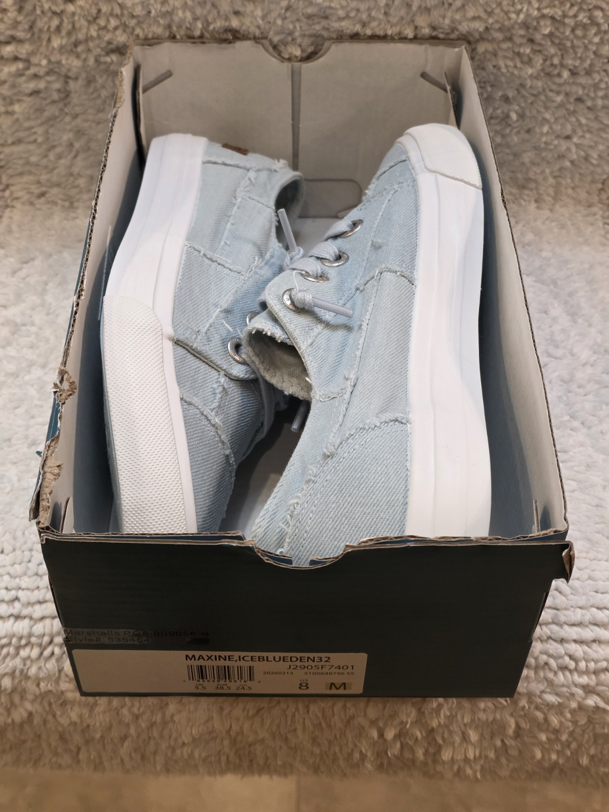 Blowfish Malibu Ice Blue Distressed “Maxine” Womems8 Canvas Slip On Sneakers NEW