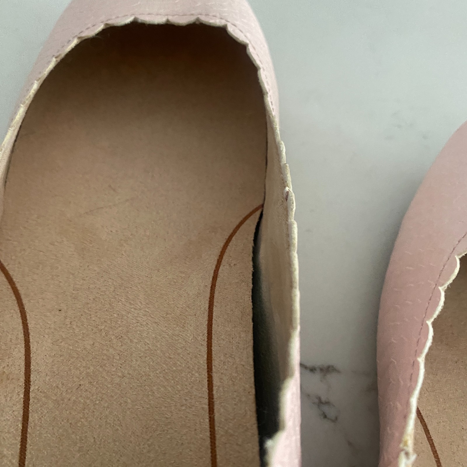 Vionic Julieta Pink Snake Embossed Leather Scalloped Ballet Flats Comfort 9 NWOT