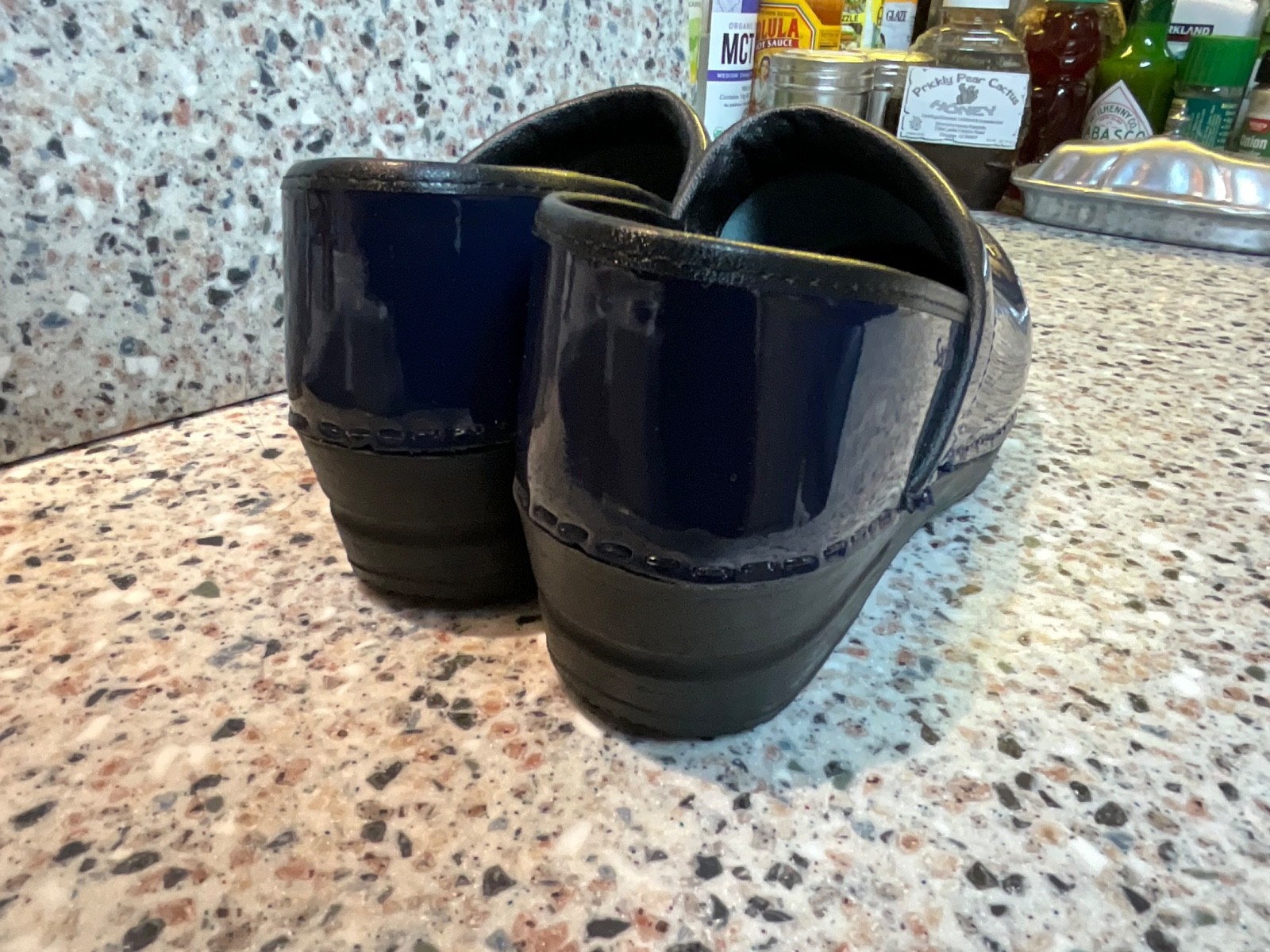 SANITA THE ORIGINAL DANISH CLOG SIZE 37/6-6.5 NAVY BLUE PATENT LEATHER NEW