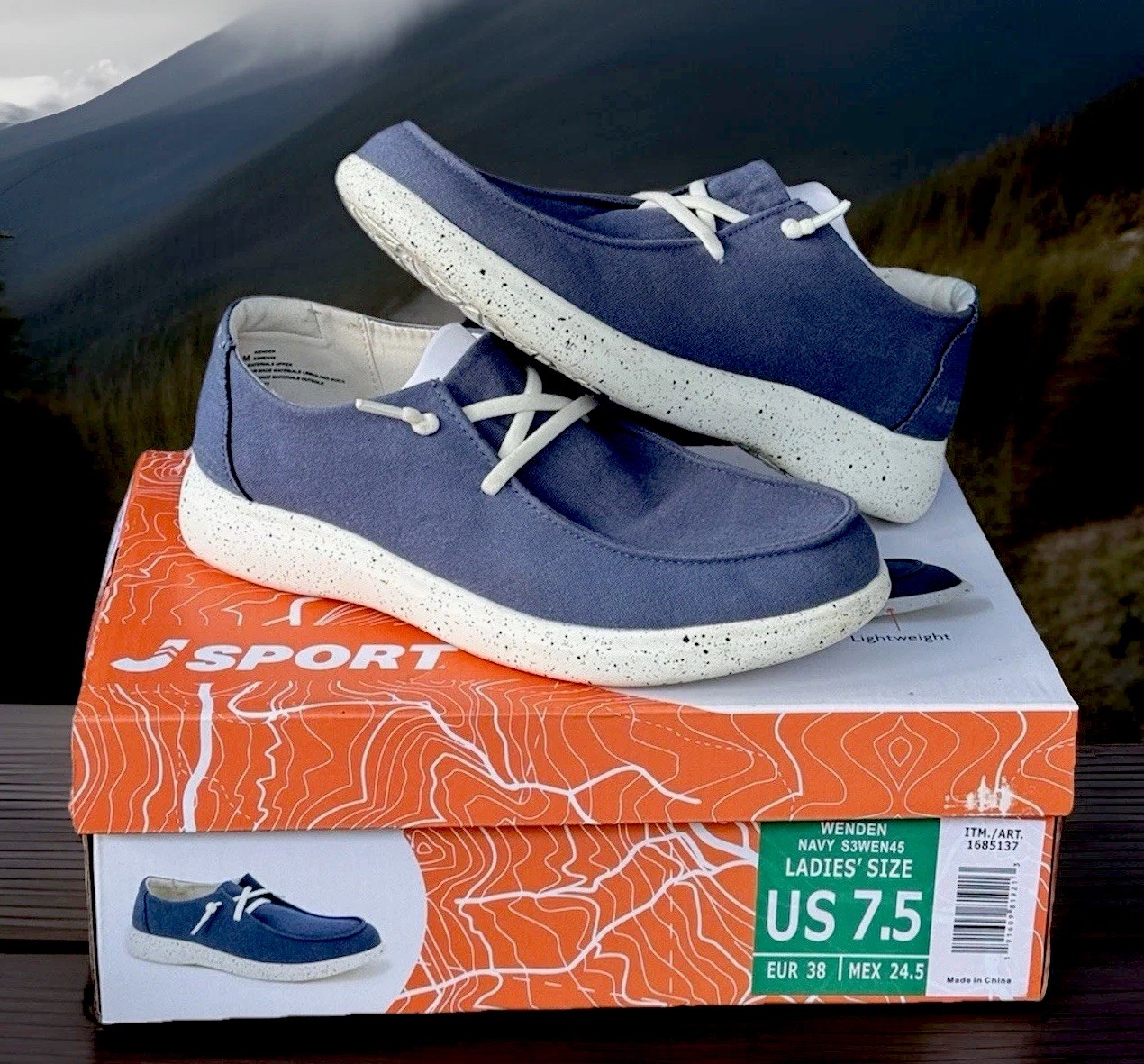 Jsport by Jambu “Wenden” Women’s Casual Slip-On Shoe Navy Blue 7.5w. E12