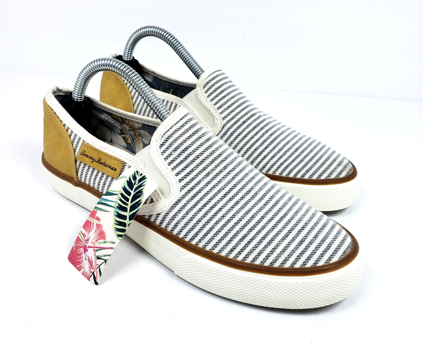 Tommy Bahama Womens Size 6 Blue White Striped Sailor Slip On Loafer Shoes
