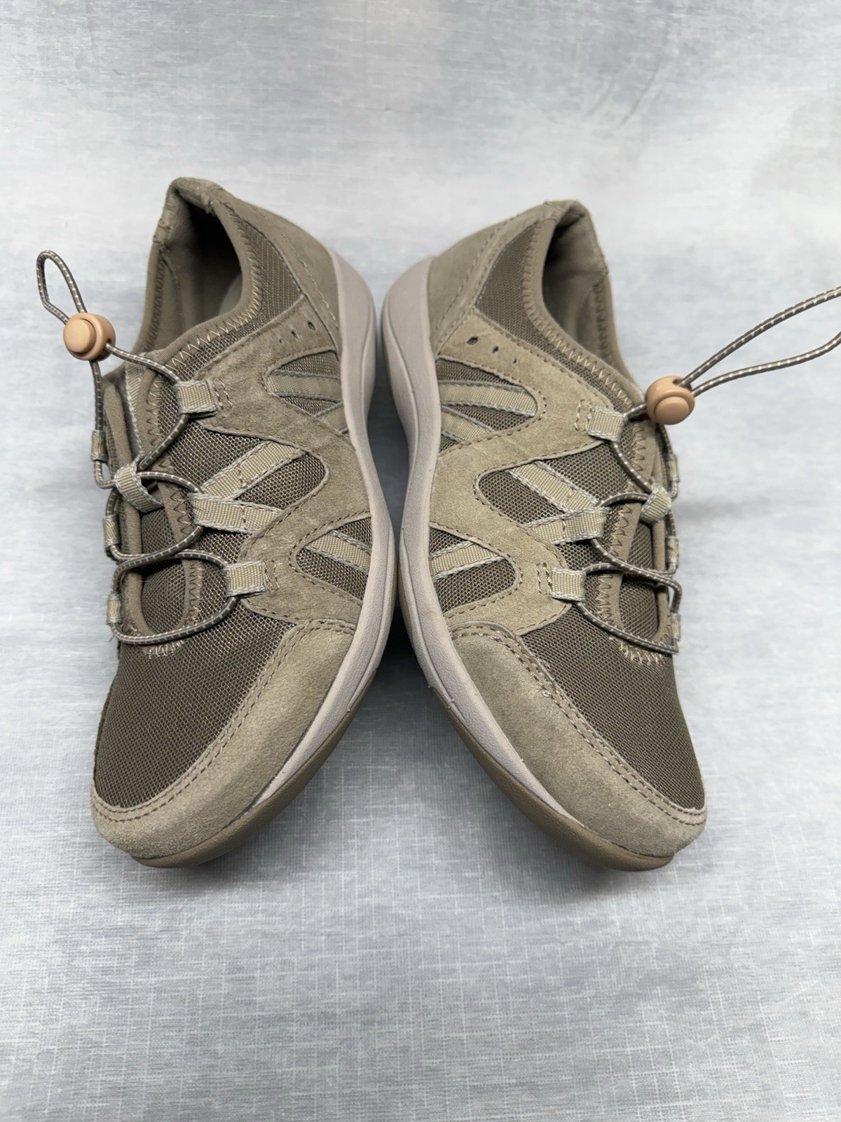 Earth Origin Women’s Khaki Leather/Fabric Shoes Drawstring Breathable Size 7.5M