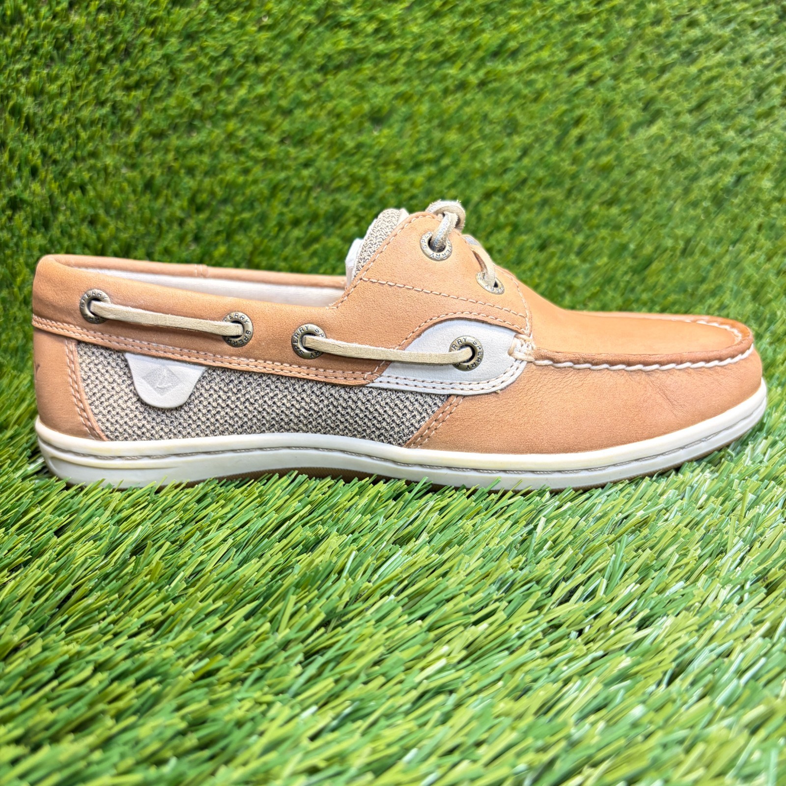 Sperry Koifish Womens Size 5.5 Brown Beige Outdoor Leather Slip On Boat Shoes