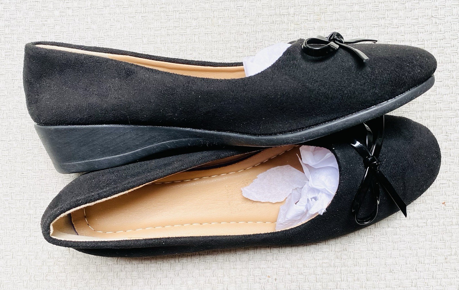 LOVE Women’s Black Wedges Size 8 – 8.5. NEW Ballerina Style 1.5” Heel. EU sz 39.