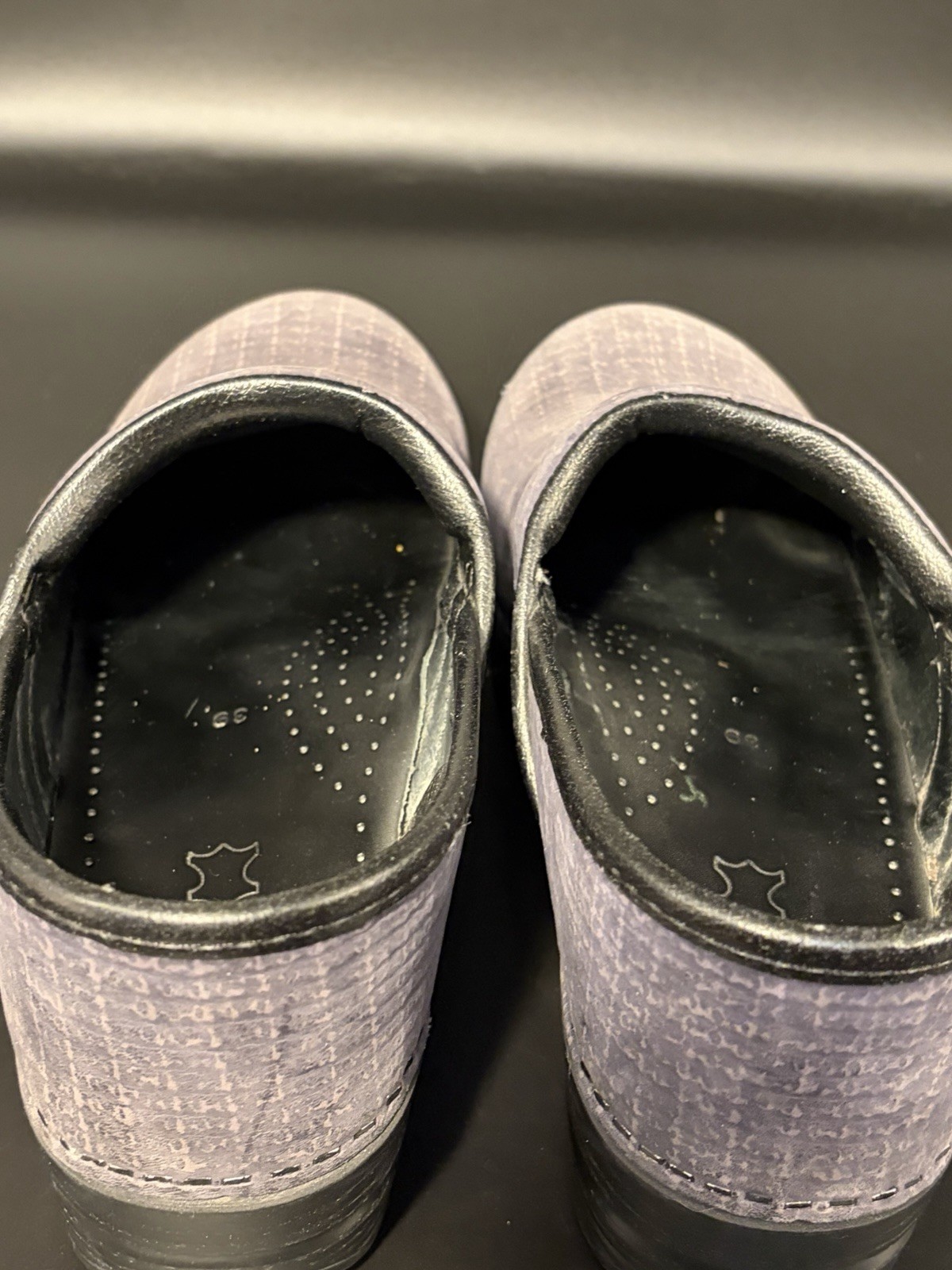 DANSKO Blue/Gray Textured/Cloth Pattern Clogs Shoes Size 39