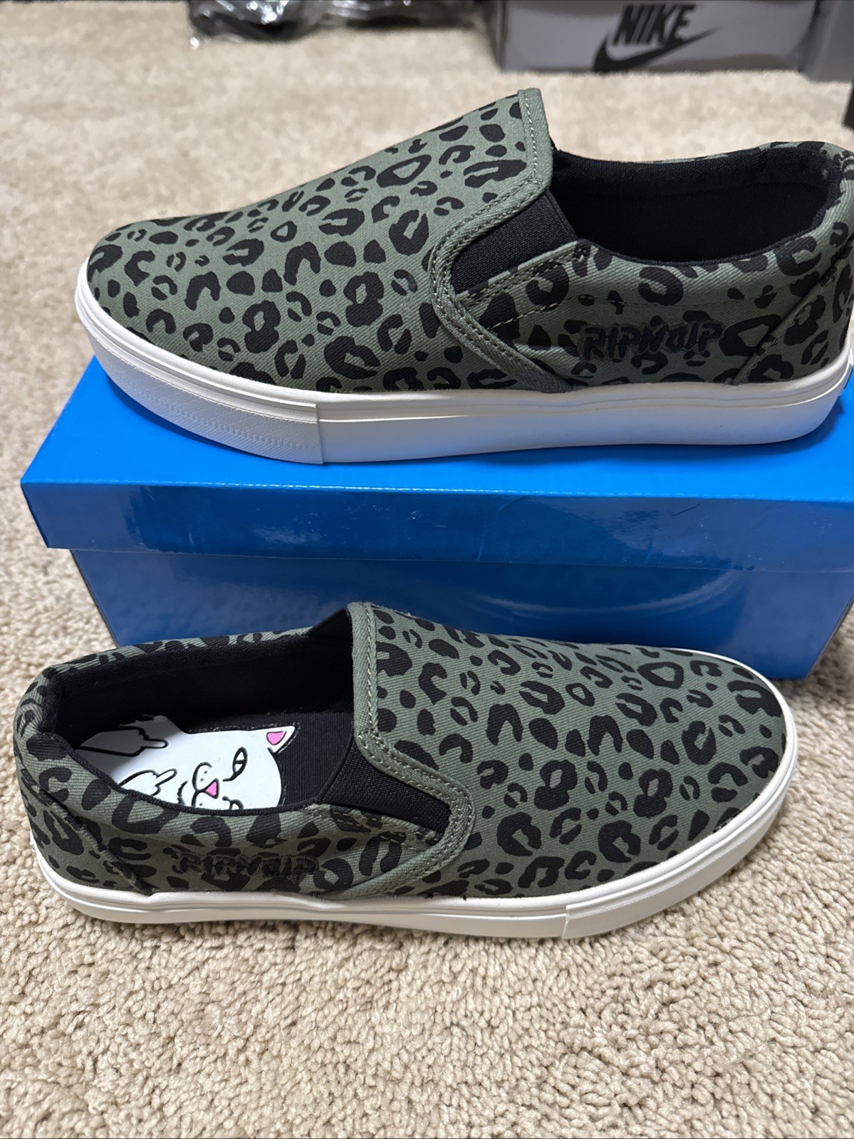 Ripndip Spotted Slip On Shoes RND8090 Size 7 Green Leopard Print
