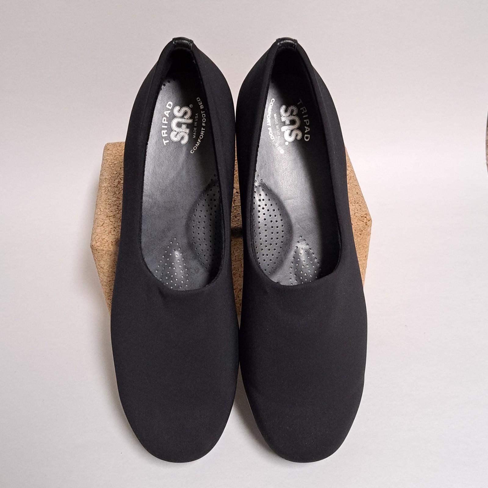 SAS Bliss Women’s sz 10.5 Shoes Black Slip On Tripad Comfort Support Wedge