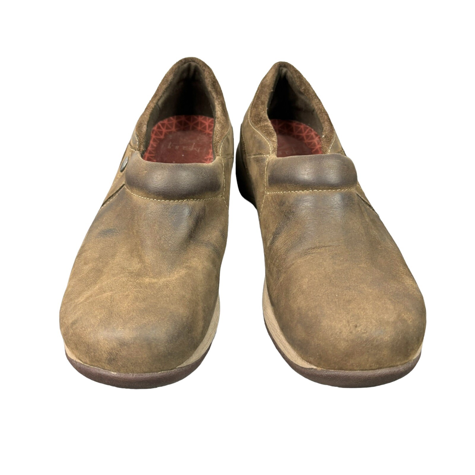 Dansko Patti Nubuck Brown Leather Slip On Vibram Soles Women 6.5-7/EUR 37