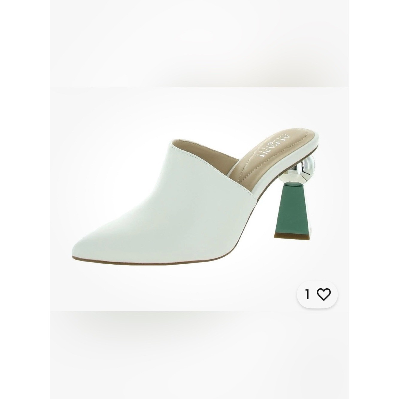 Alfani 🤩 Womens Junnee Leather Pointed Toe Mules White 8