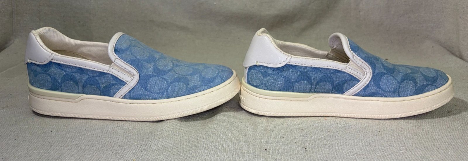 Coach CA448 Signature Canvas Slip-On Sneaker Women’s 5B Blue White