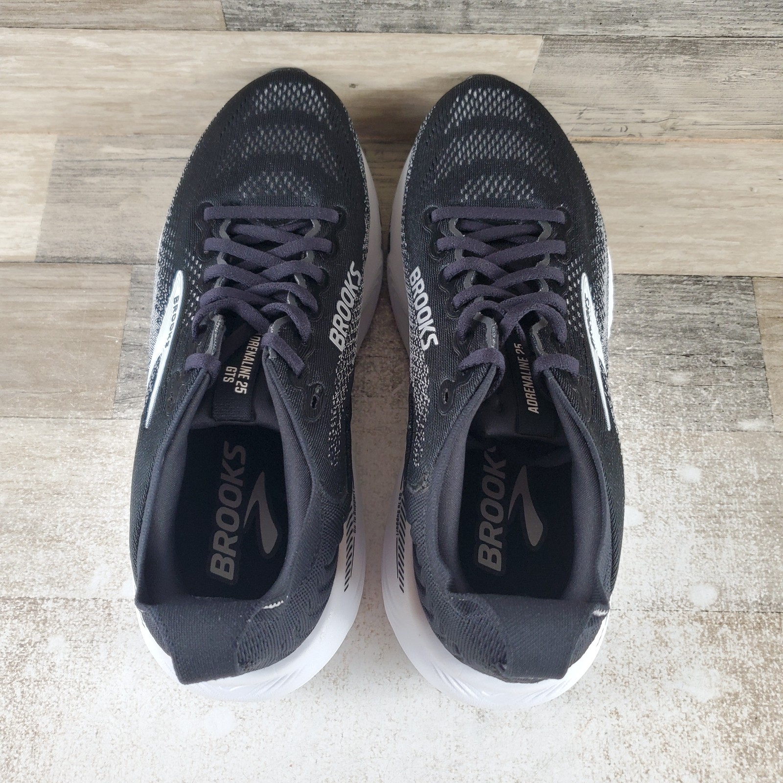 Brooks Adrenaline GTS 25 Womens Shoes Sz 10.5 B Black Gray Mesh Lace Up Sneakers