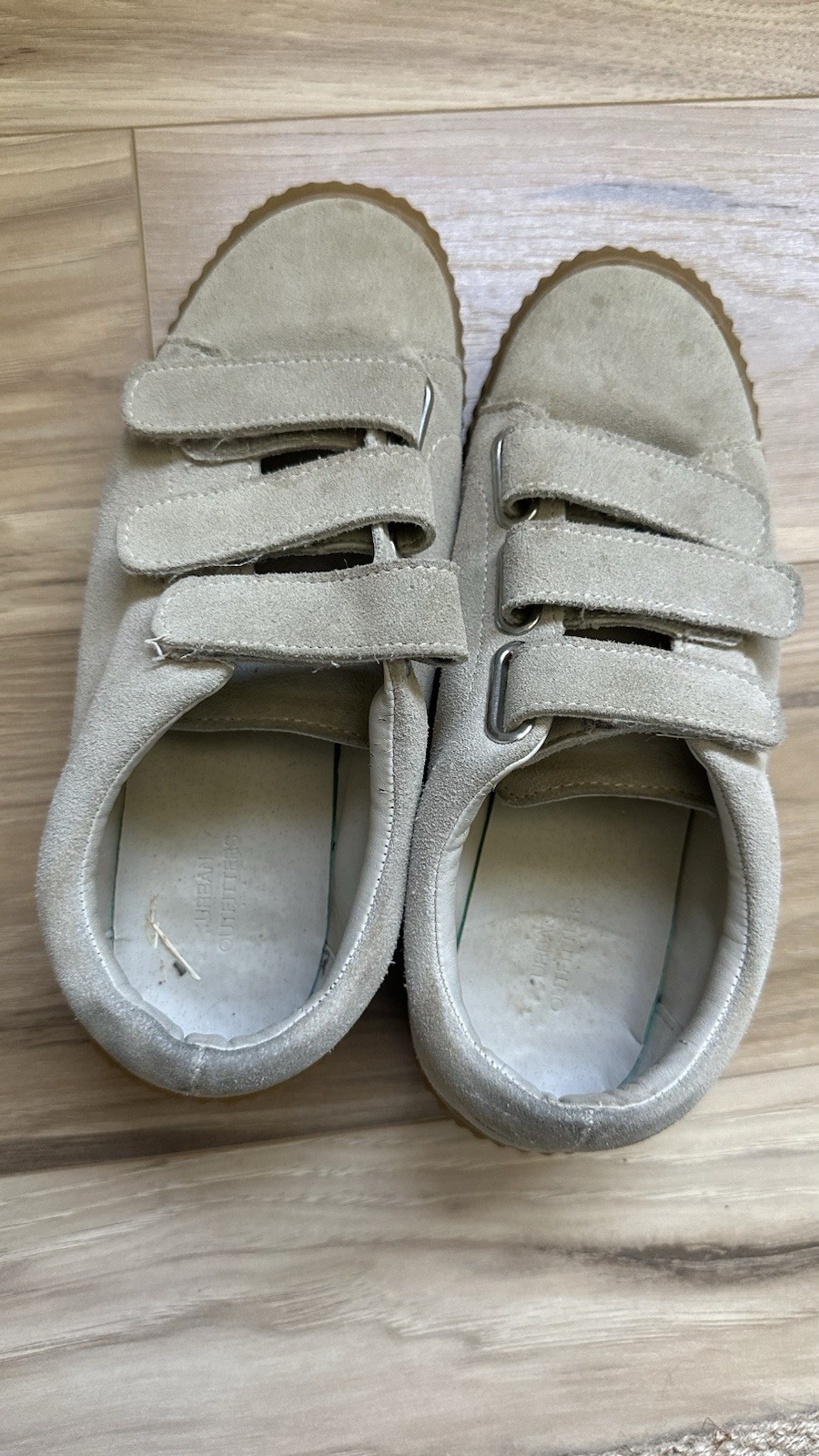Urban Outfitters Beige Suede Magic Strap Sneakers Shoes Gum Sole Size 36 US 6