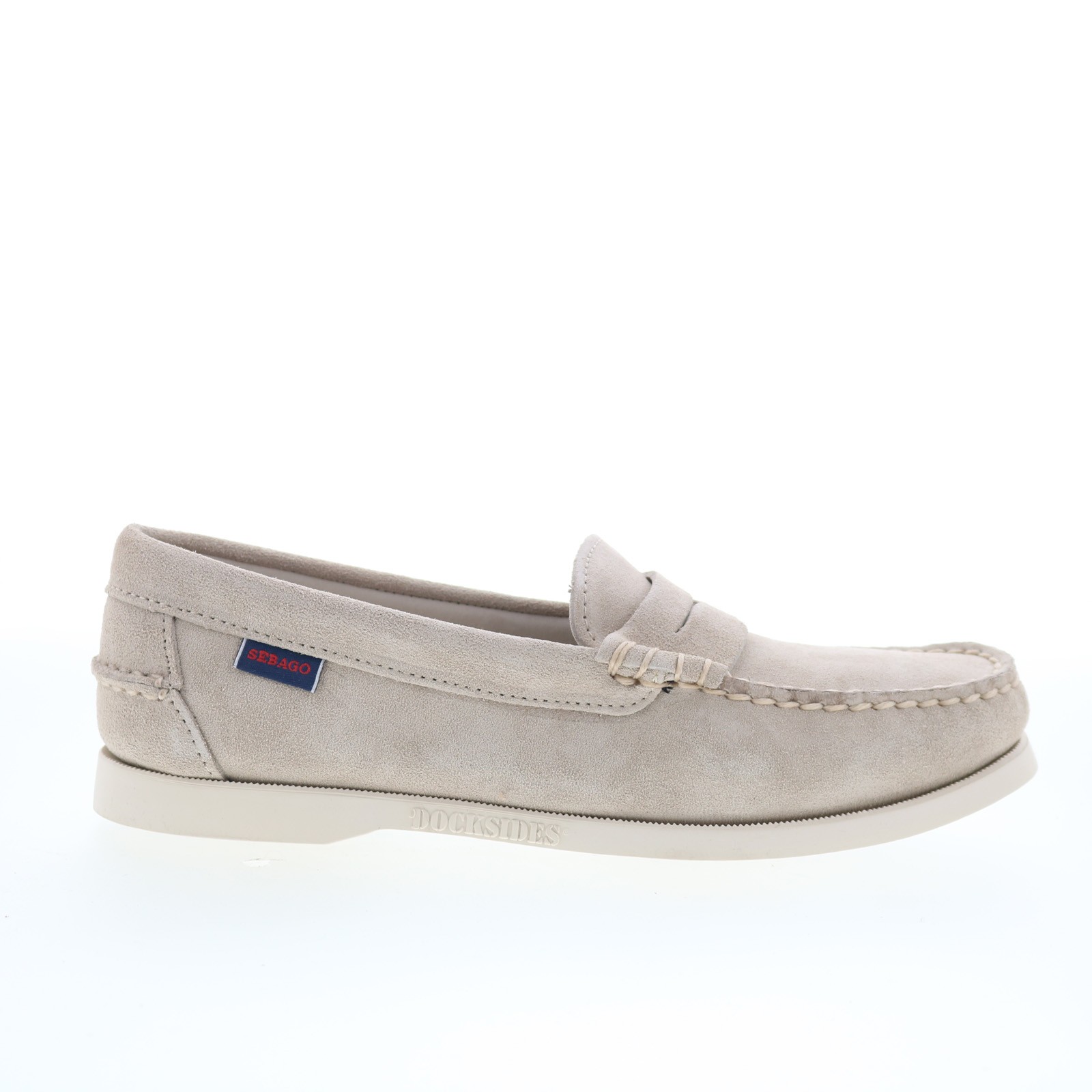 Sebago Dan Boat Roughout Womens Gray Suede Loafers & Slip Ons Penny Shoes