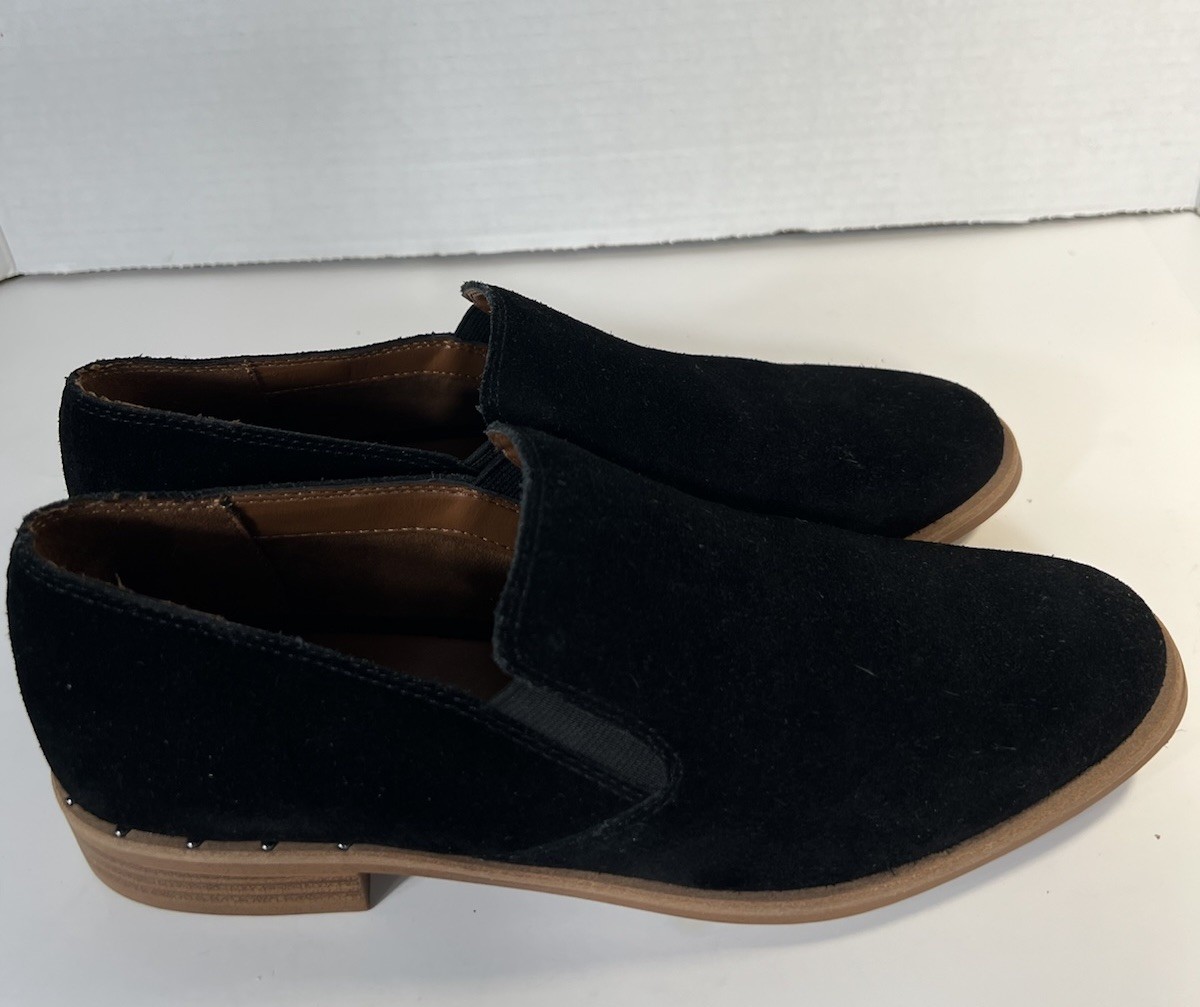 Franco Sarto JED Black Suede Slip On Loafers Almond Toe Women’s Size 7M Comfort