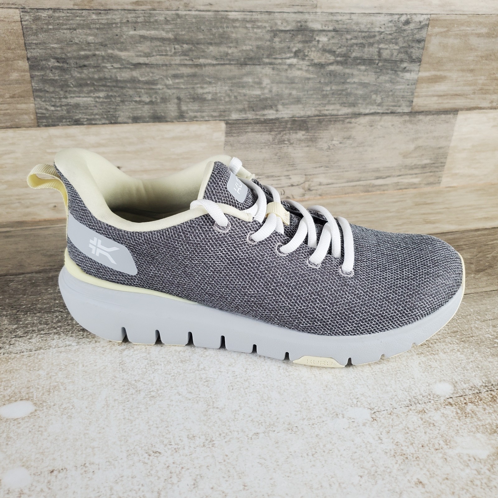 KURU Flex Via Womens Shoes Sz 6.5 M Running Dove Gray Pale Lime Lace Up Sneakers