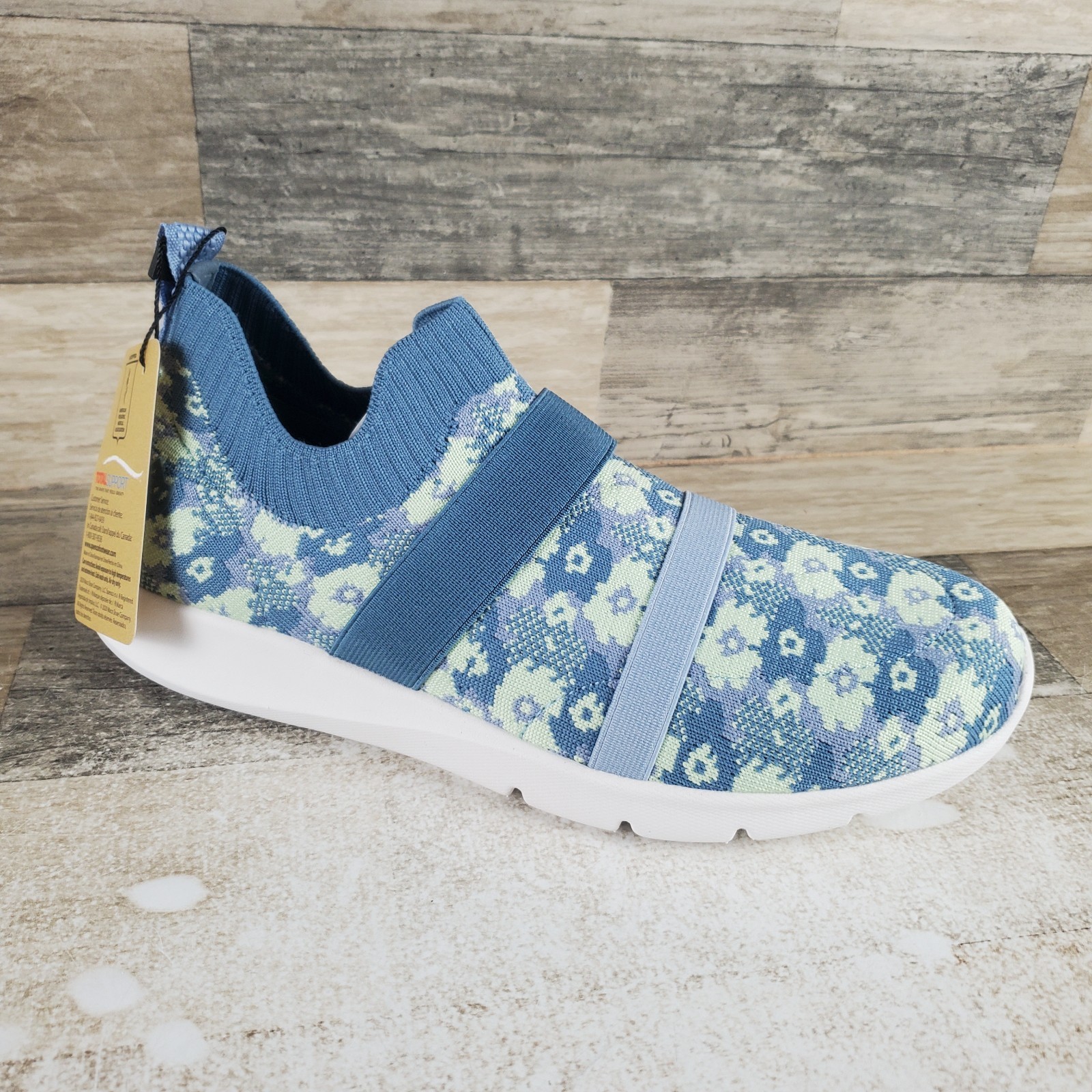 Spenco Karma Womens Shoe Sz 9 D Running Bluestone Floral Stretch Slip On Sneaker