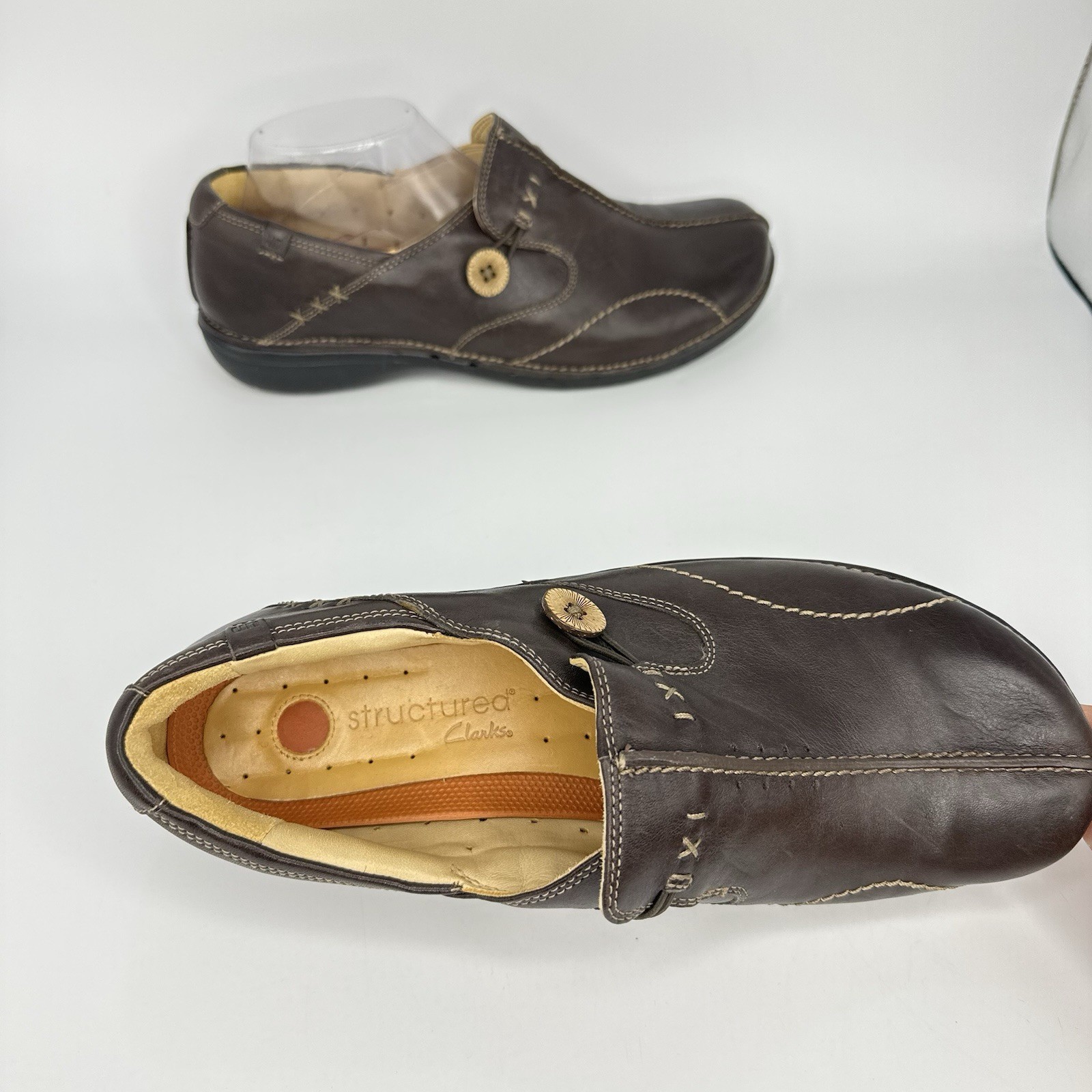 Clarks Un Loop Slip On Loafer Women Size 10 M Unstructured Brown Leather