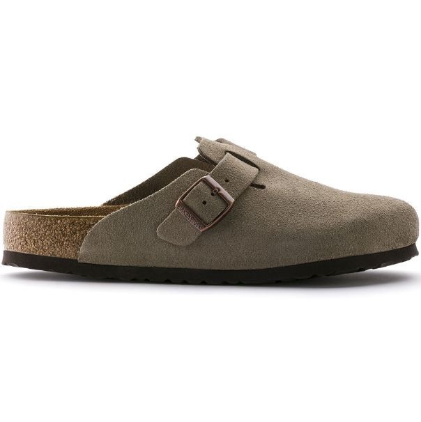 New Birkenstock Boston Soft Footbed Suede Taupe Clogs 35 EU Narrow Width