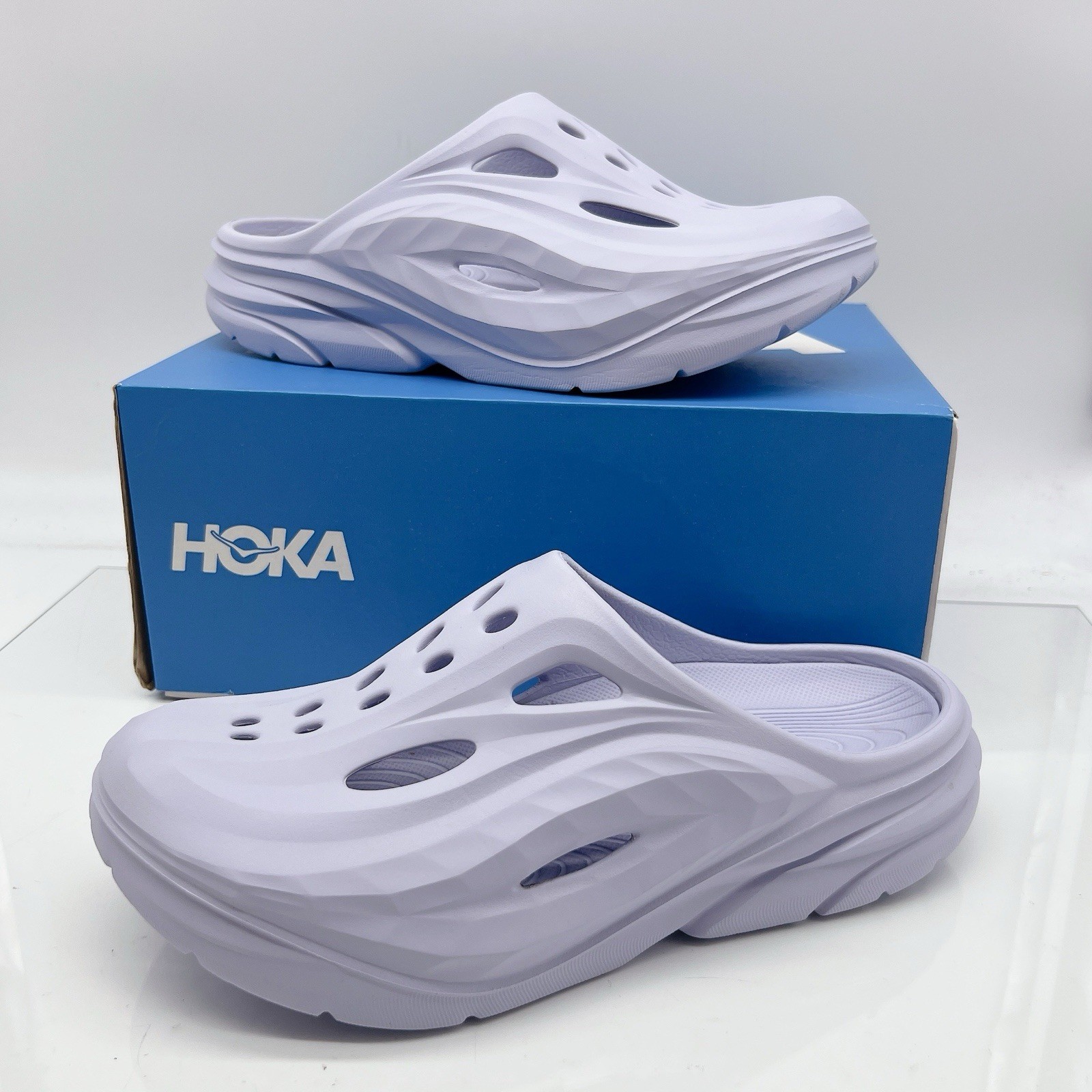 Hoka One One Ora Recovery Mule Ether Purple Slip On Shoes US Mens 8/ Womens 10