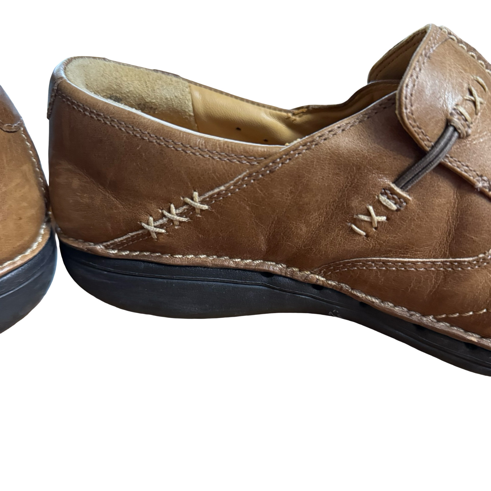Clarks Unstructured Un Loop Tan Slip On Leather Loafers Comfort Shoes Flats 8 W