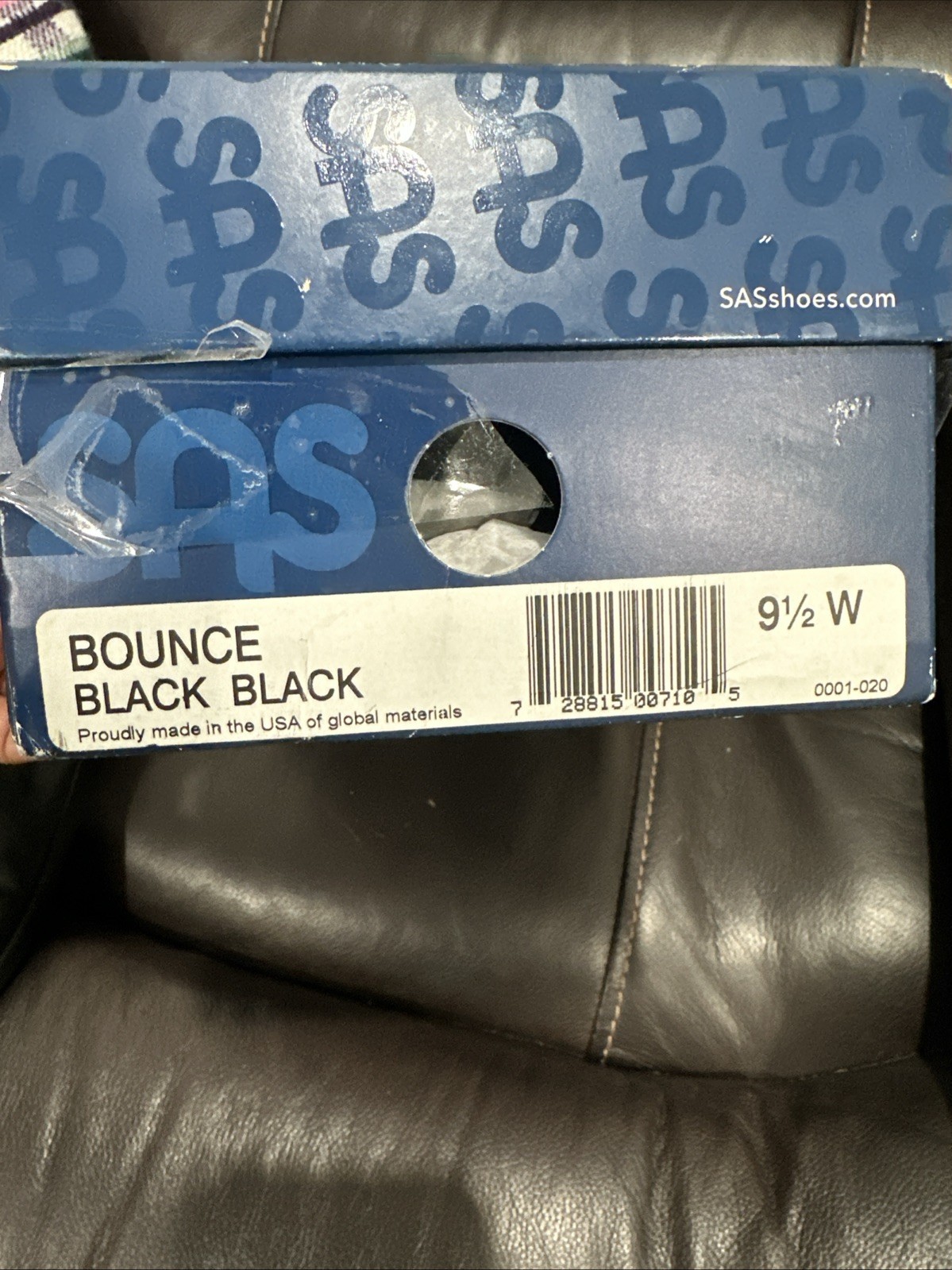 SAS Bounce Womens Oxford Comfort Shoes Size 9.5W Black Handsewn Leather LaceUp