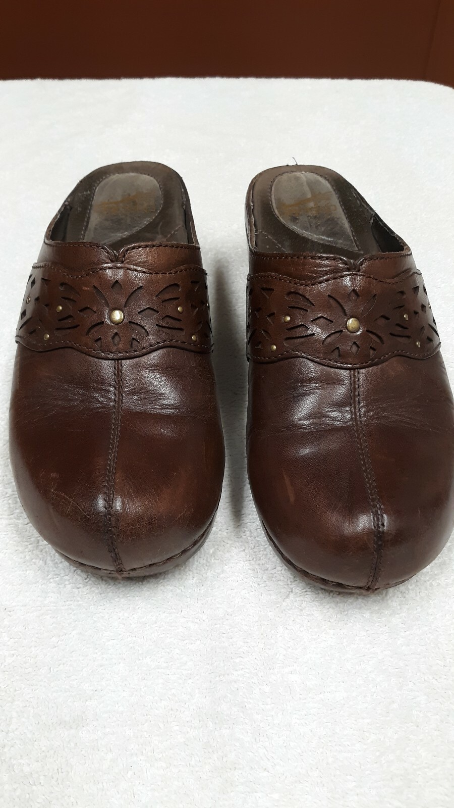 Dansko Shyanne Brown Leather Slip On Comfort Clogs Euro 39 Preowned