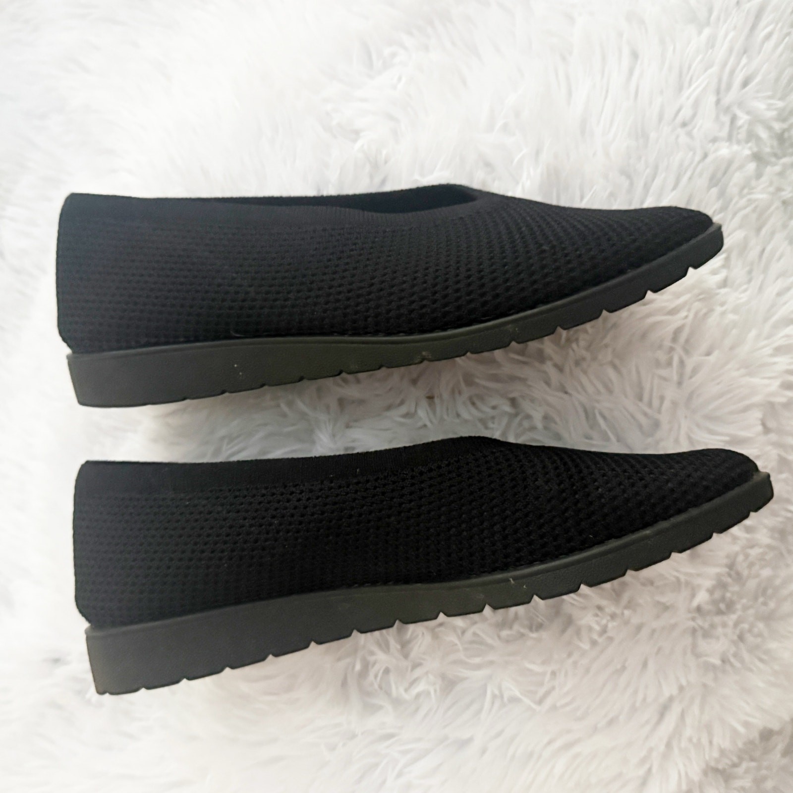 EILEEN FISHER | Heaven Stretch Knit Wedge Ballet Flat Black Slip-On | Size 9