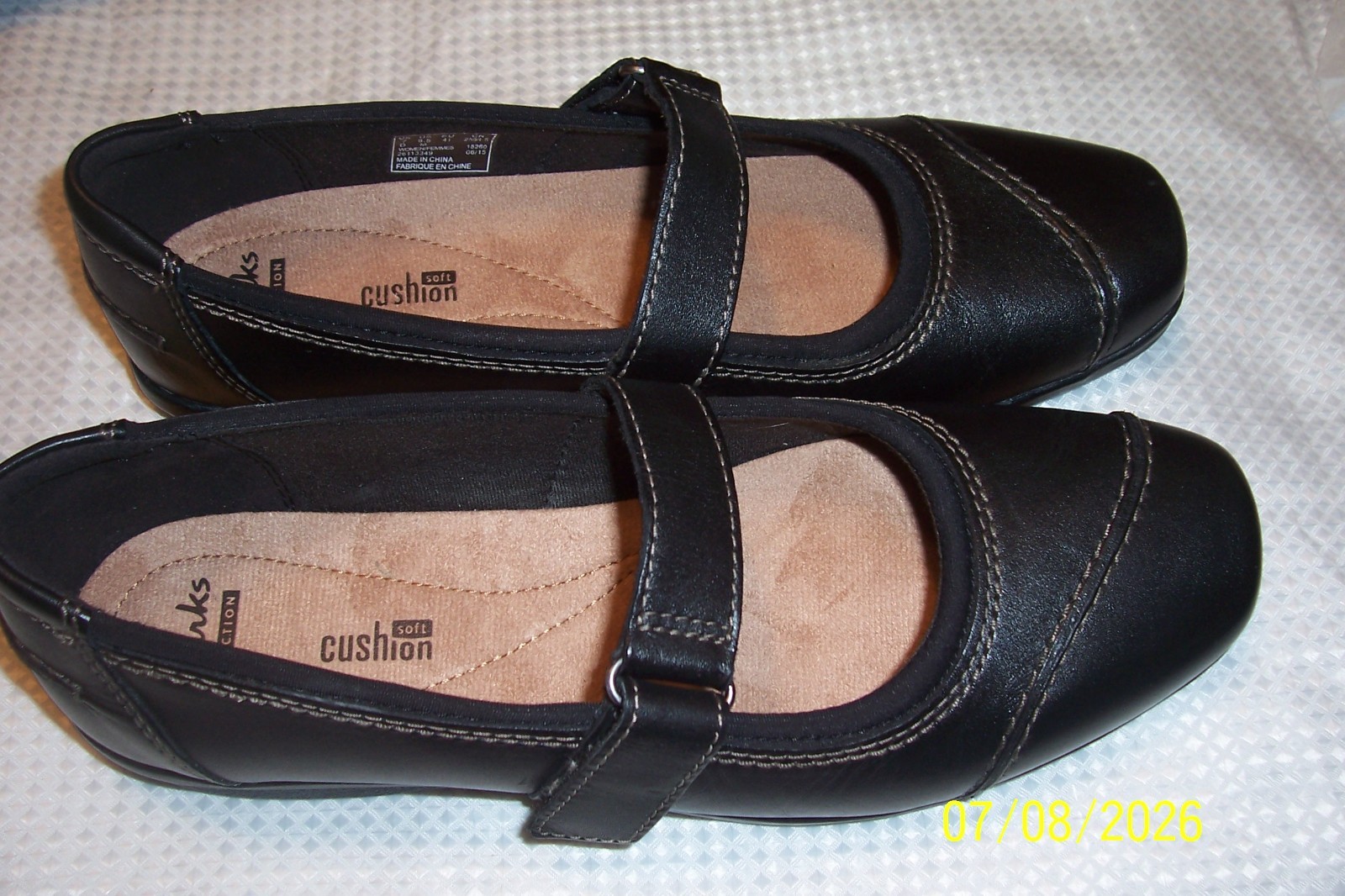 Clarks Women’s Sz. 9.5M Black Hook & Loop Mary Jane Comfort Shoes