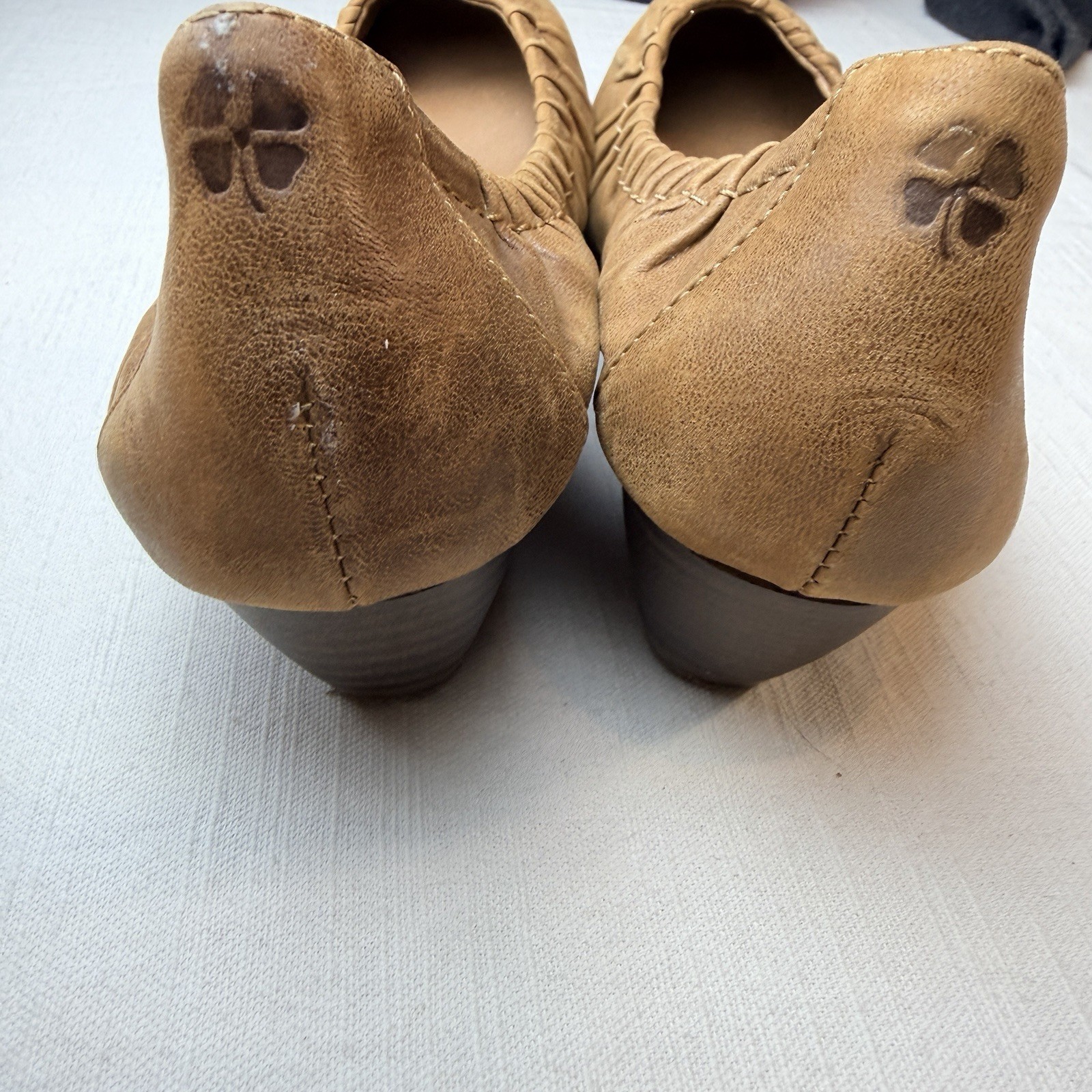 Lucky Brand Shoes Womens 8.5 M Camel Tan Leather Wedge Ballet Flats Bohemian