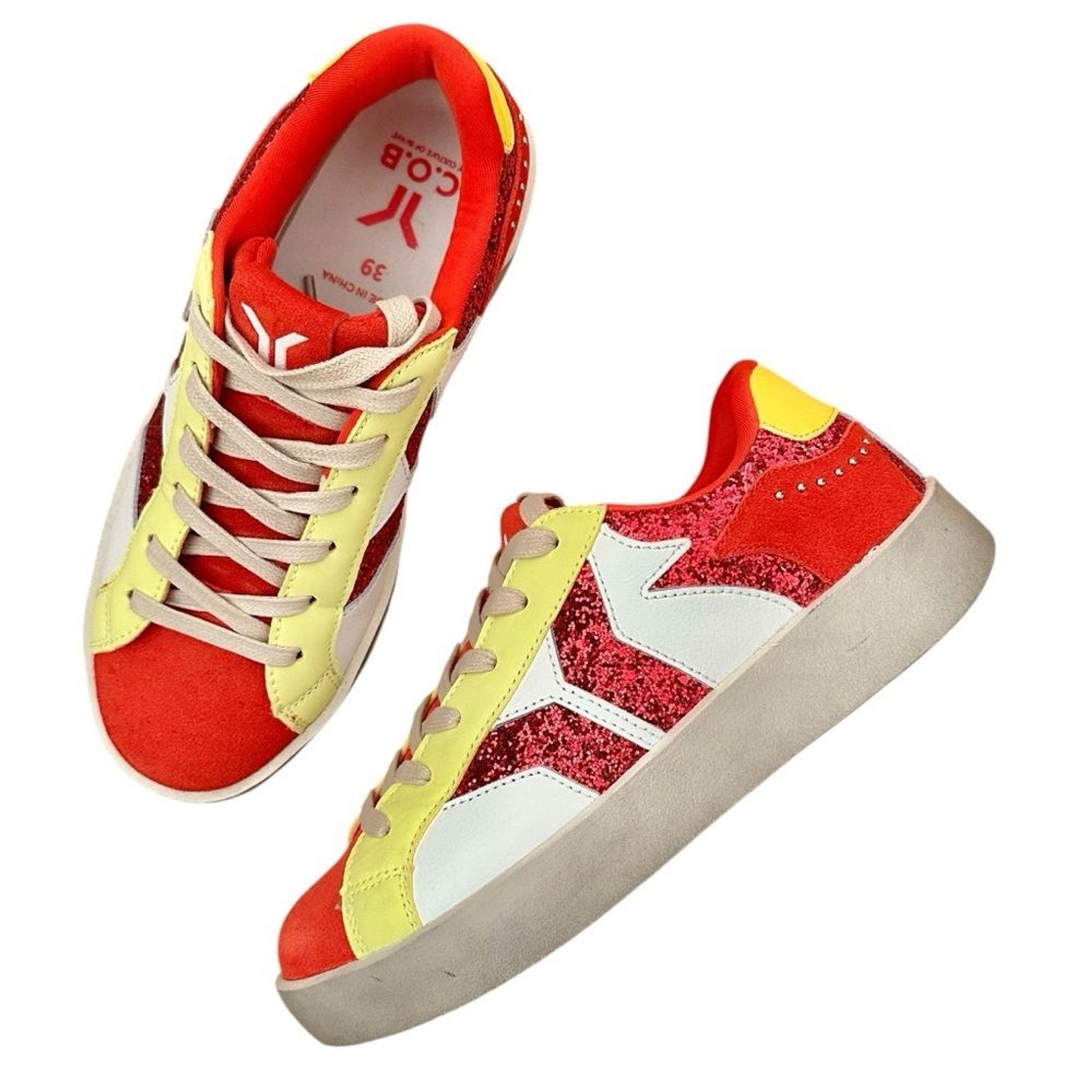 Culture of Brave COB Wing Play Hi Star Glitter Platform Sneakers Size 8 8.5