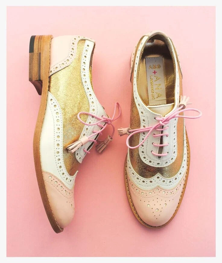 Handmade Women’s Multicolor Leather Oxford Wingtip Brogue Lace Up Shoes