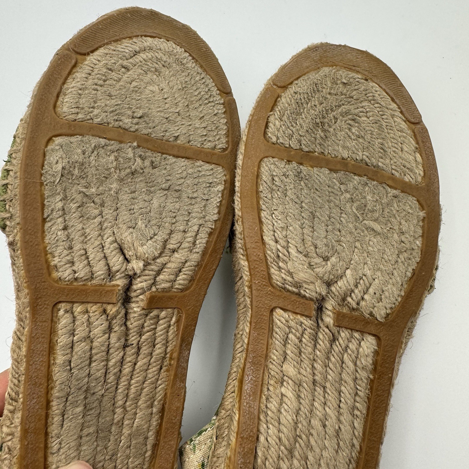 Tory Burch Catalina Floral Botanical Espadrilles Canvas Elastic Sz 8 1/2 Flaws
