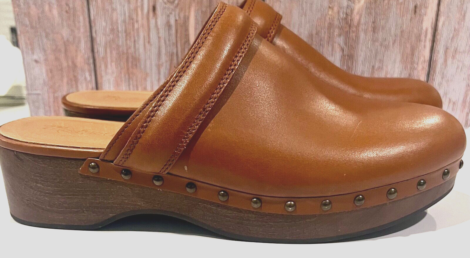 MADEWELL Cecily CLOG English Saddle Size 9.5 Oiled Leather Honey Brown Cute Shoe