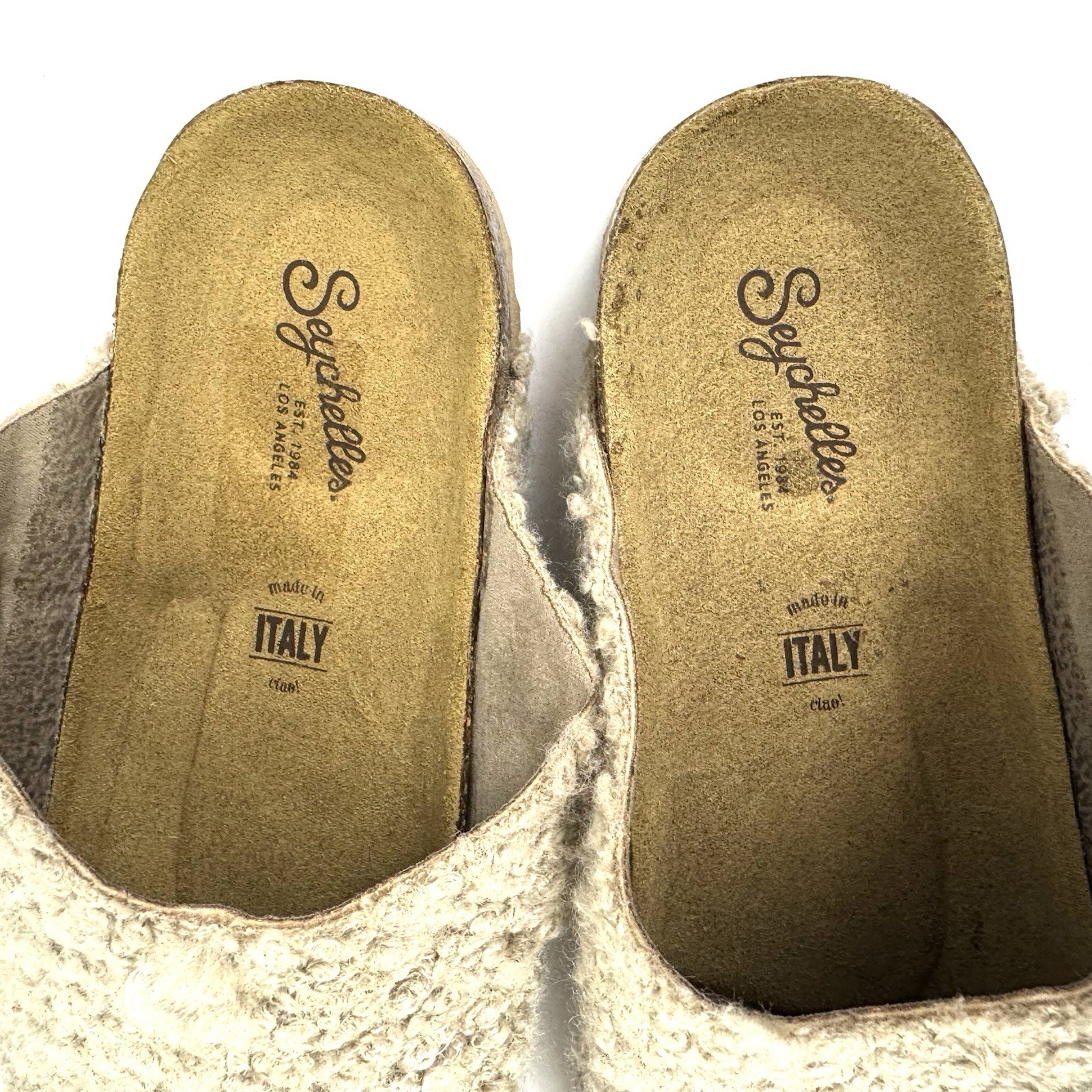 NEW Seychelles New Routine Mules Clogs Taupe Synthetic Shearling Fur Women’s 10