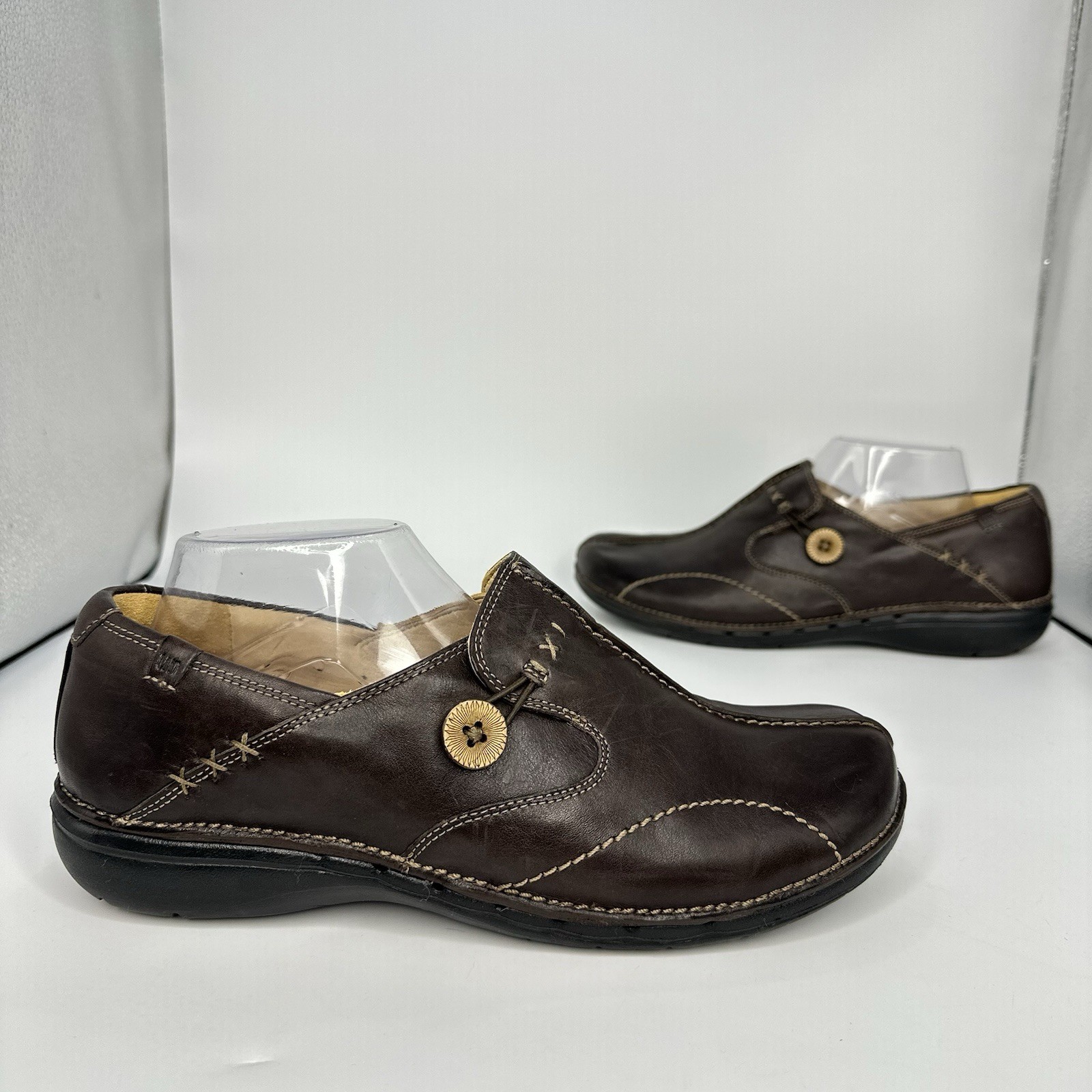 Clarks Un Loop Slip On Loafer Women Size 10 M Unstructured Brown Leather