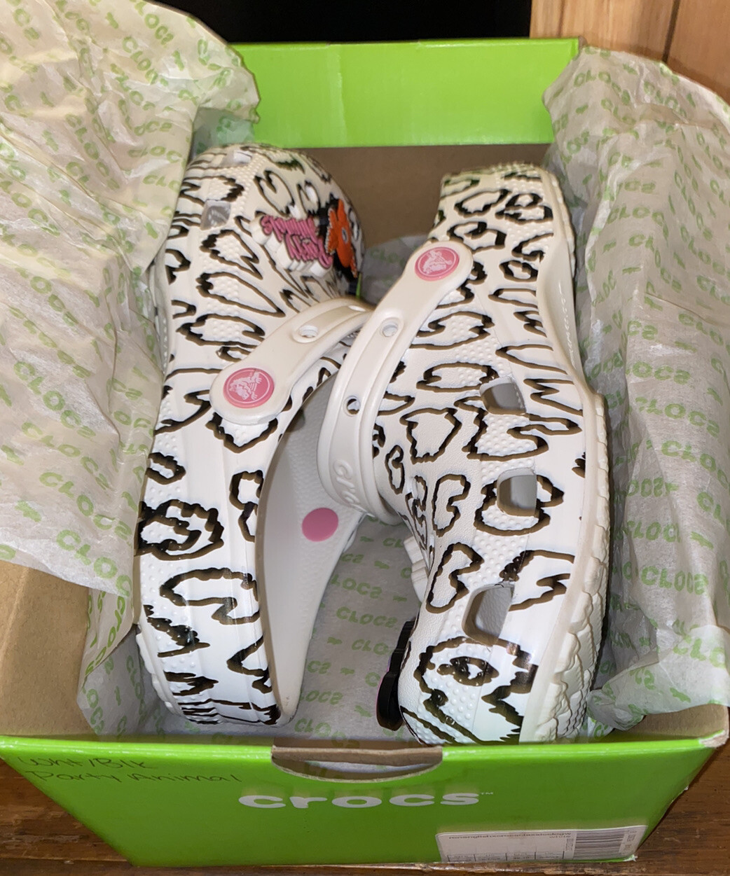 Crocs Classic Clogs, Party Animals X Ron English, White Cheetah, W9 / M7