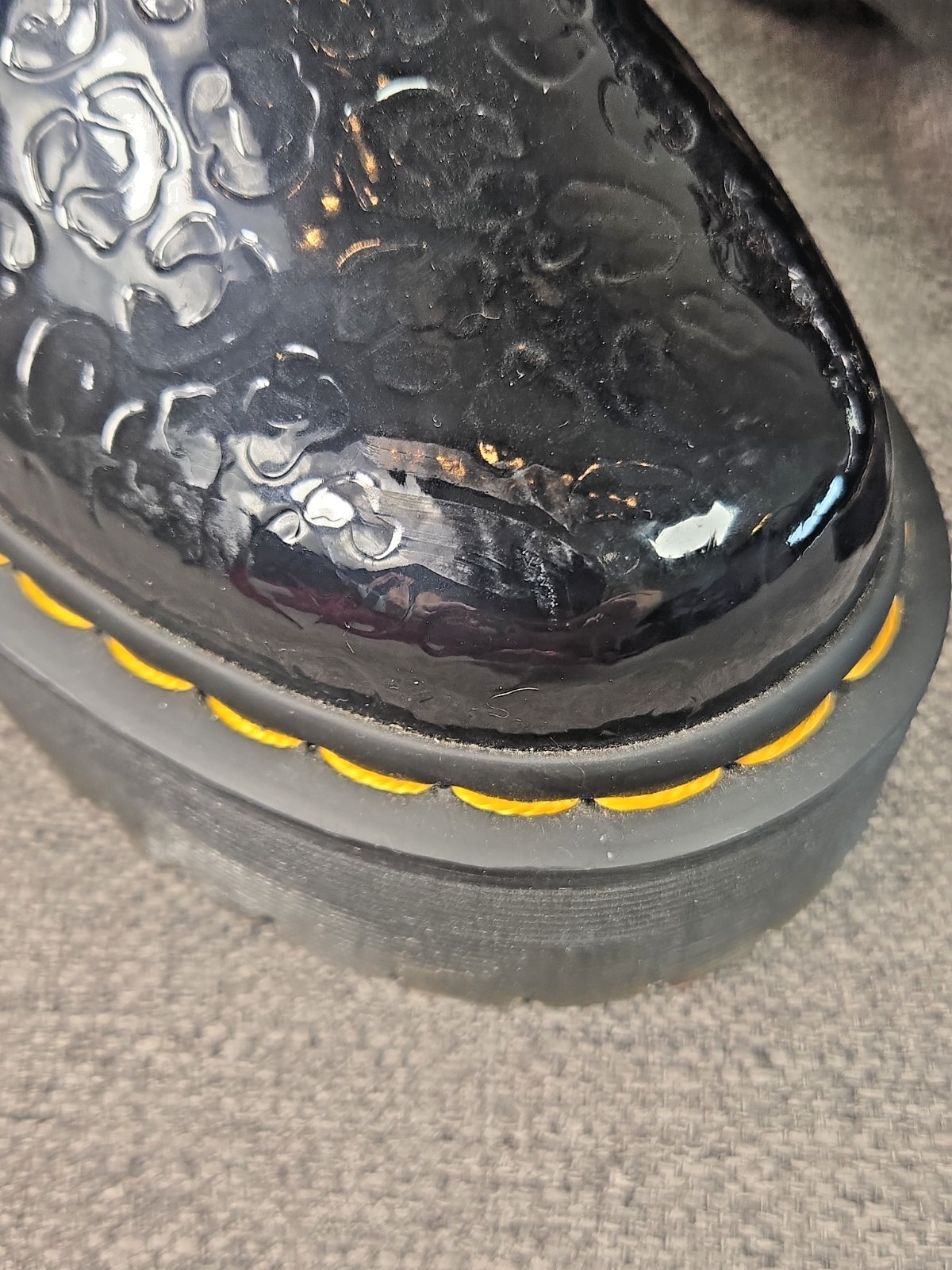 DR Martens Women’s Sz 6 Leopard Emboss Patent Leather 1461 27136 PLATFORM Shoes