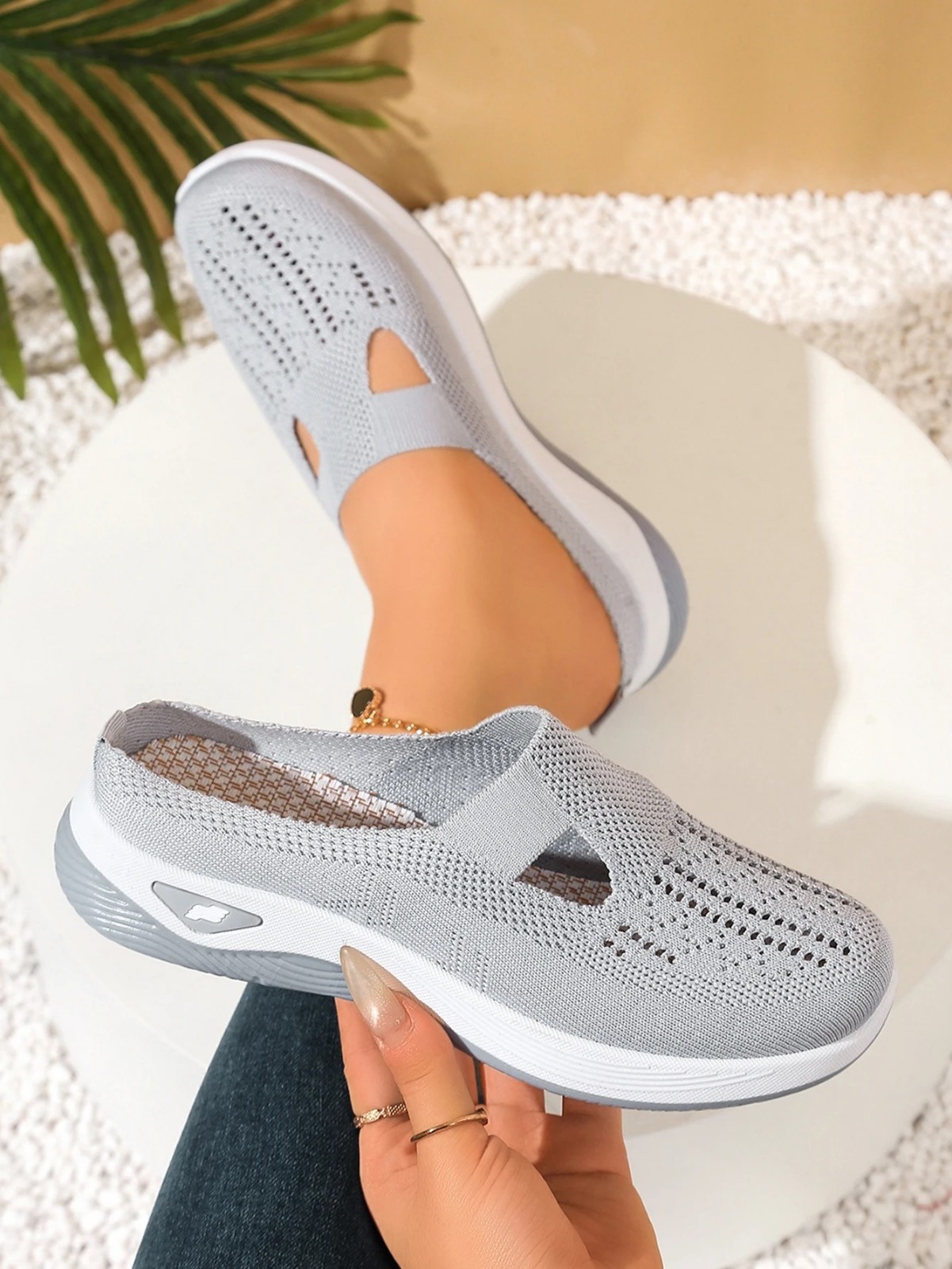 Women Mesh Slip On Walking Shoes Breathable Comfort Casual Sneakers Flats